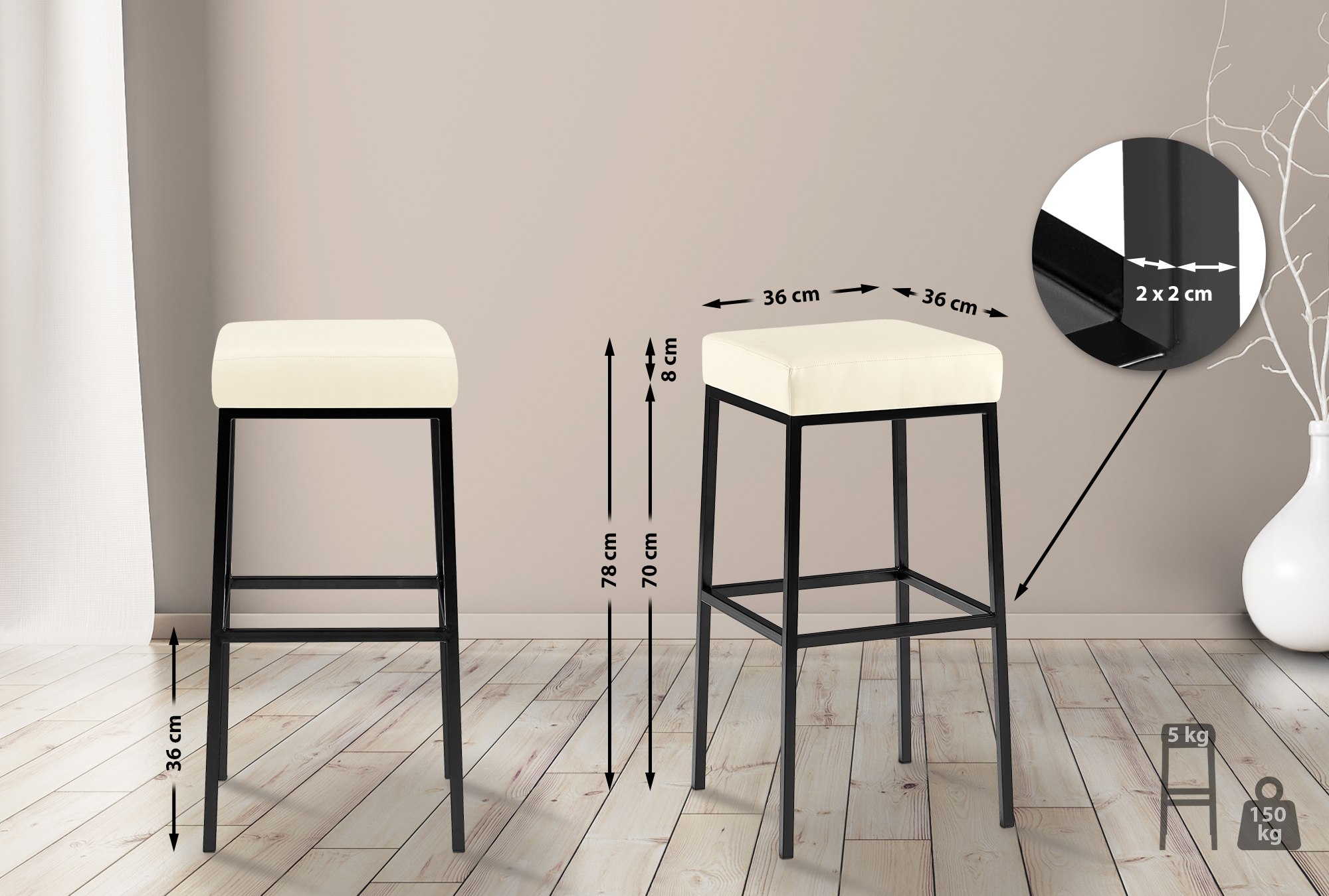 Tabouret de bar Montreal revêtement similicuir