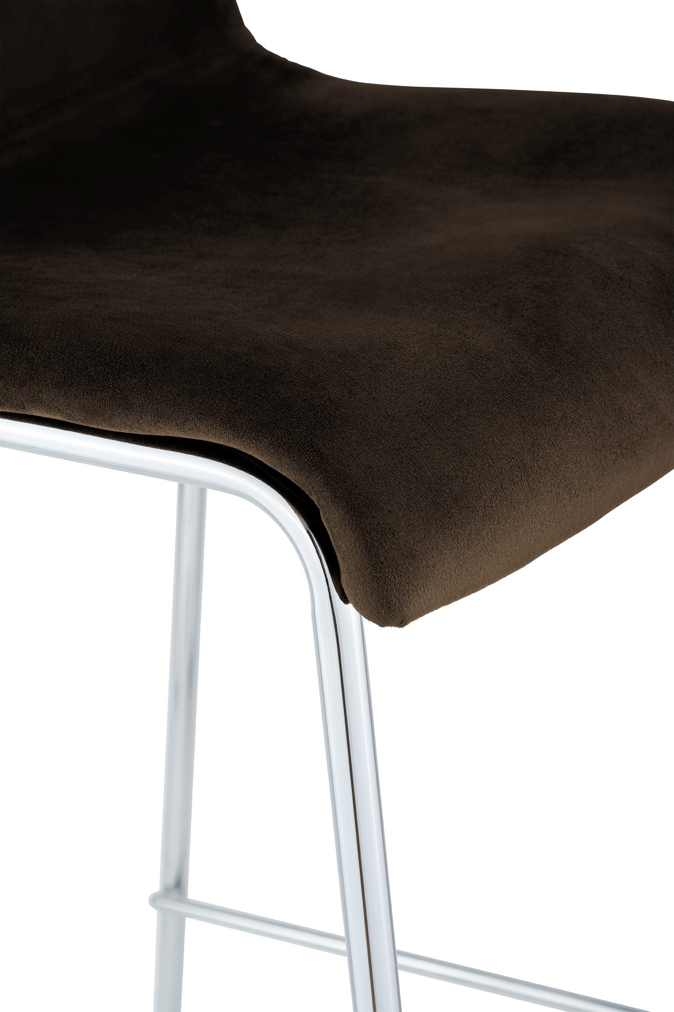 Tabouret de bar Hover velours structure à quatre pieds chromée