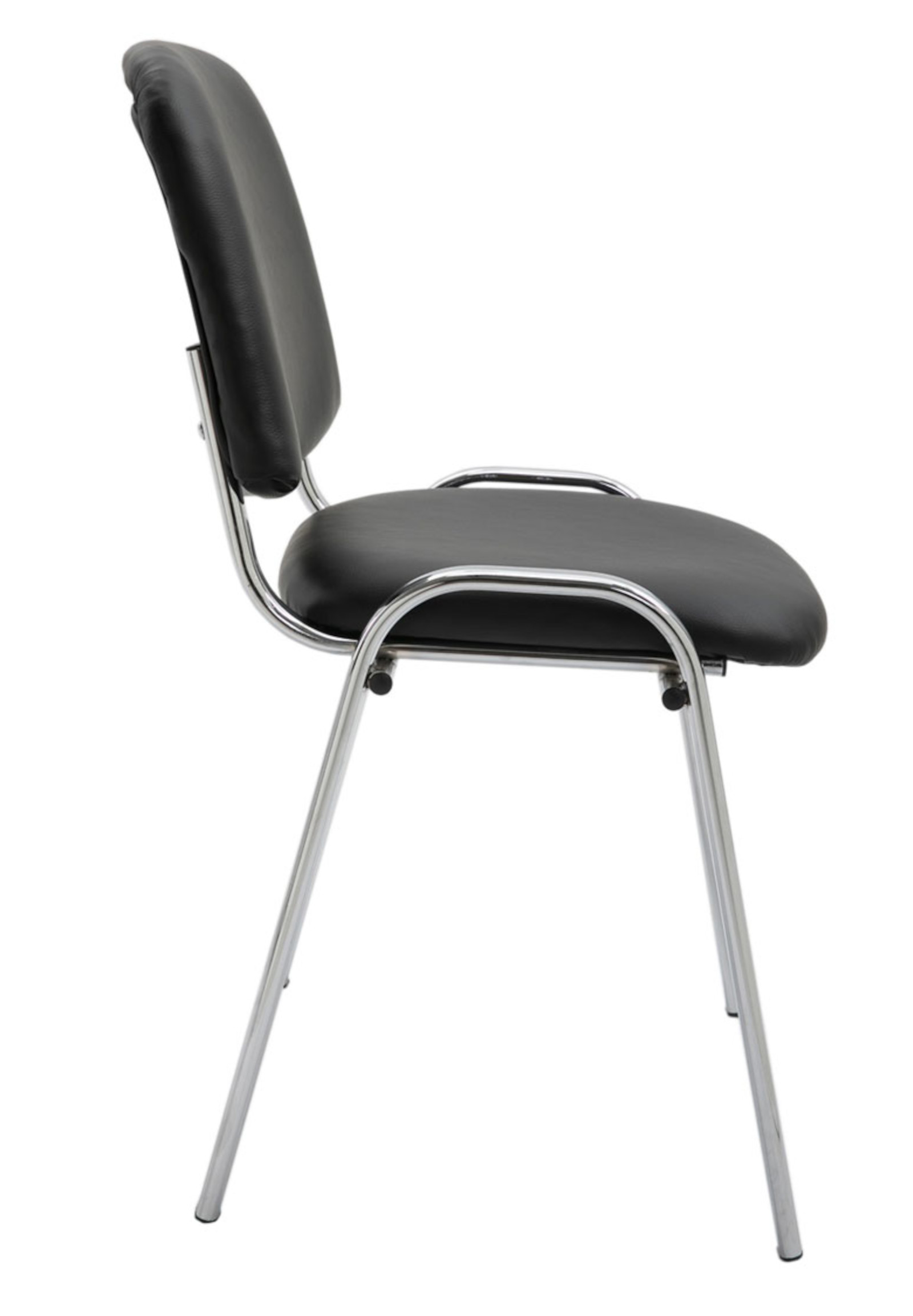 Lot de 4 Chaises de visiteur Ken en similicuir et pieds en métal chromé