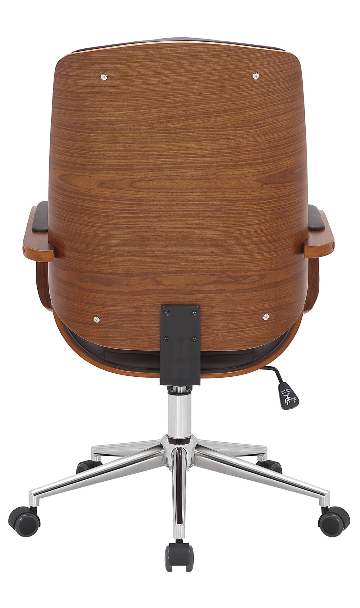 Fauteuil de bureau Yankton en similicuir avec coque de siège en bois