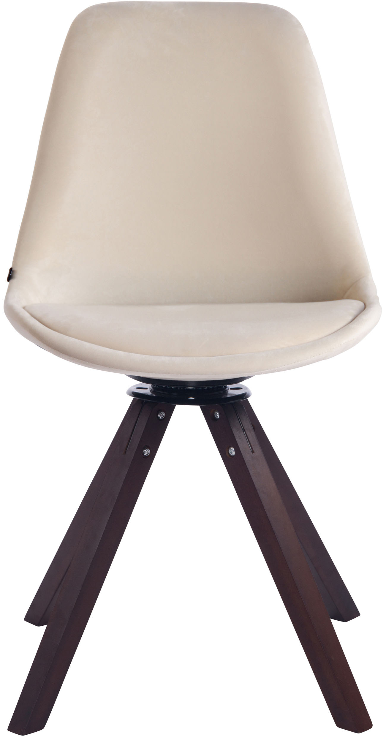 Chaise visiteur Troyes en velours avec piétement Carré en bois de hêtre ou de chêne