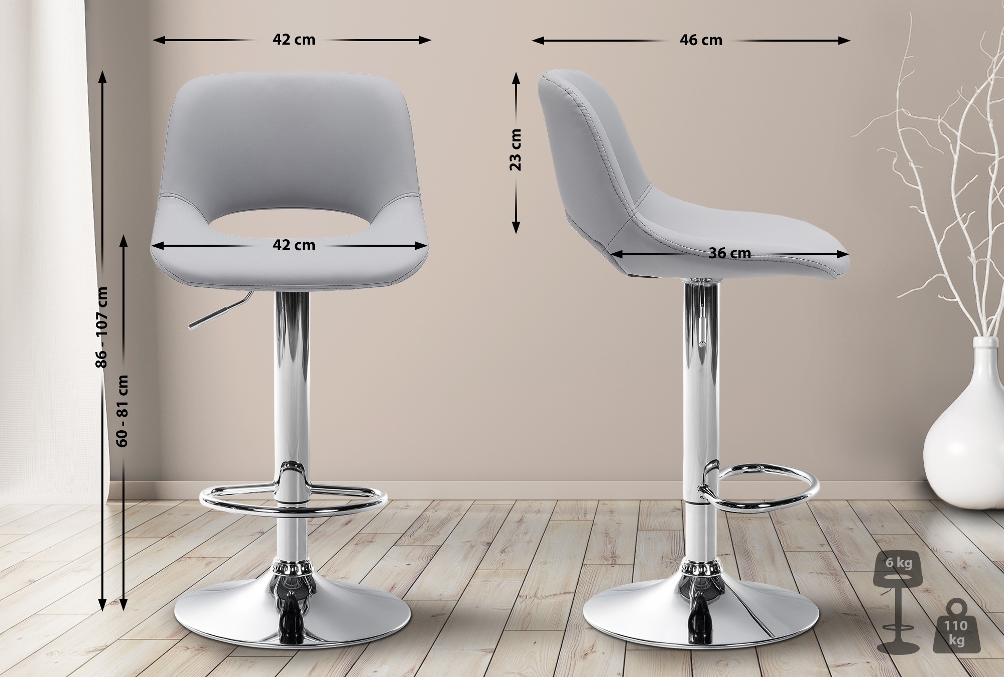 Lot de 2 tabourets de bar Camden en similicuir