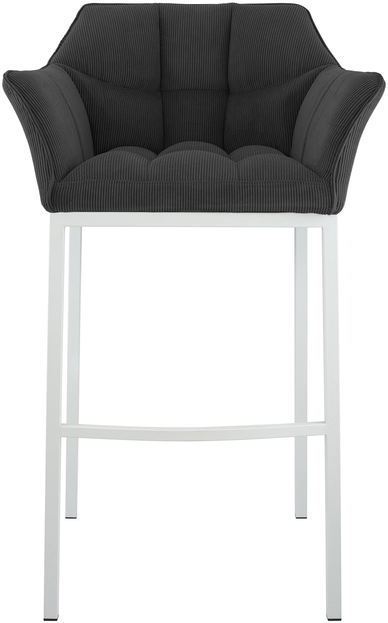 Tabouret de Bar Damaso en Velours Côtelé avec Piétement à Quatre Pieds