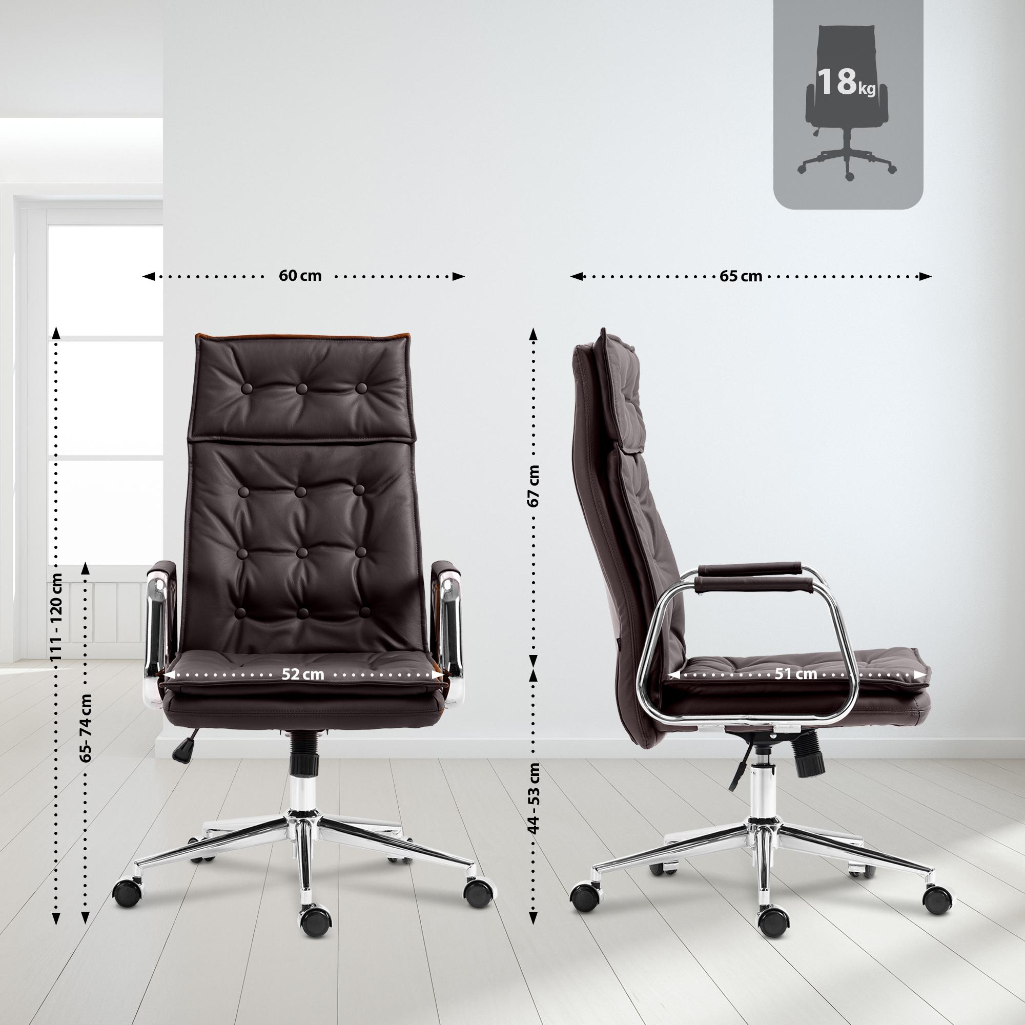 Chaise de bureau Sotira en cuir véritable