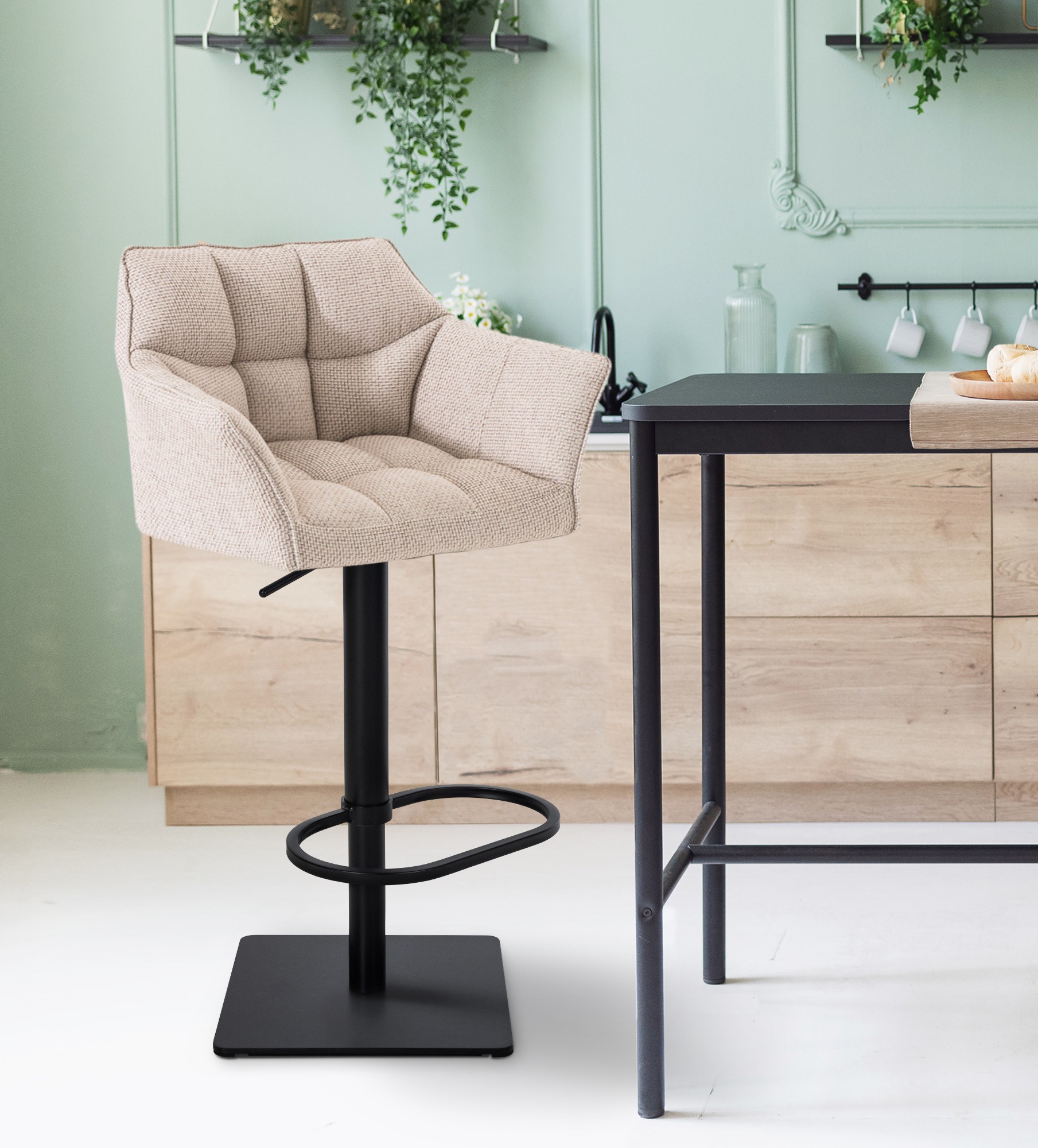 Tabouret de bar Damaso avec revetement en tissu