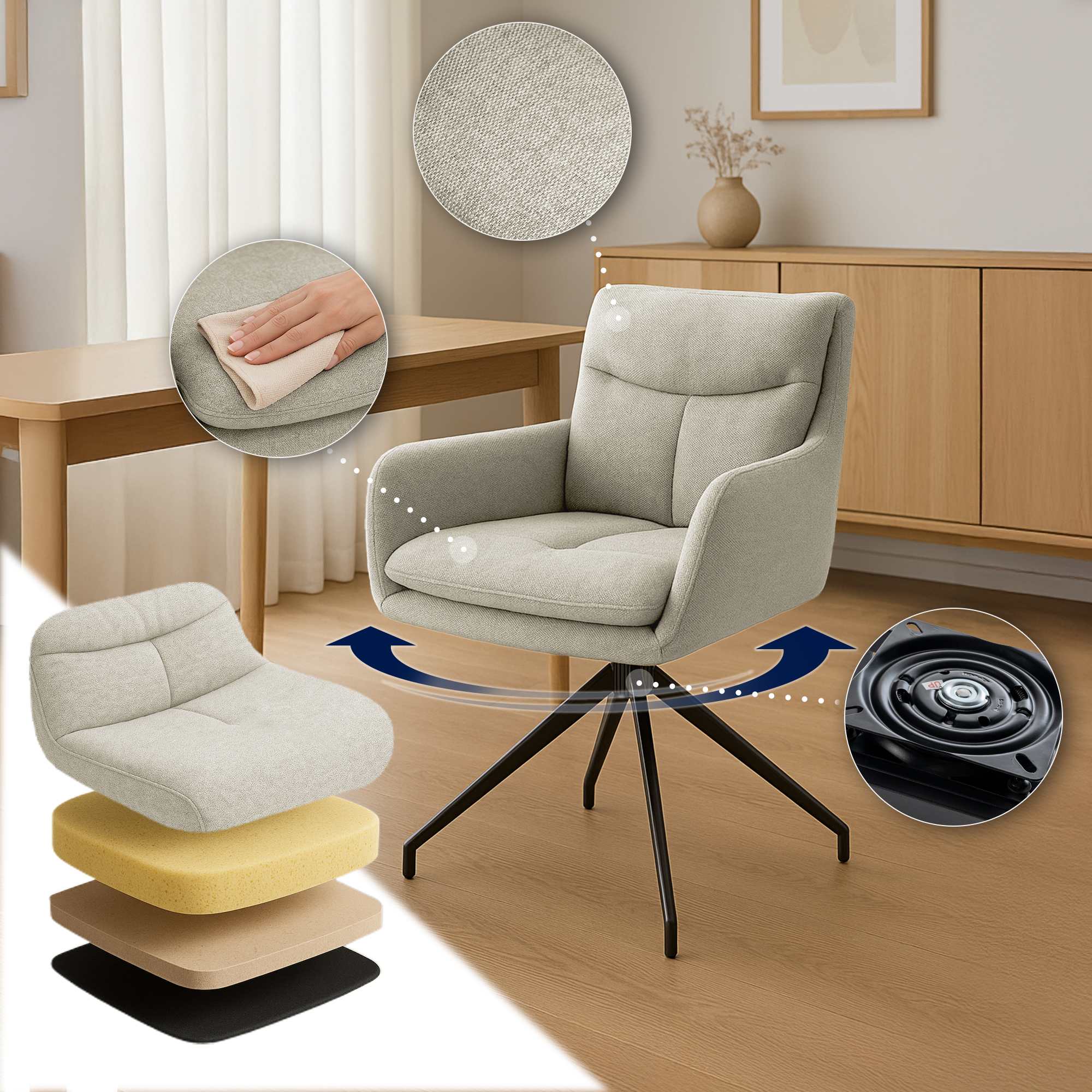 Chaise de salle à manger Somers Tissu
