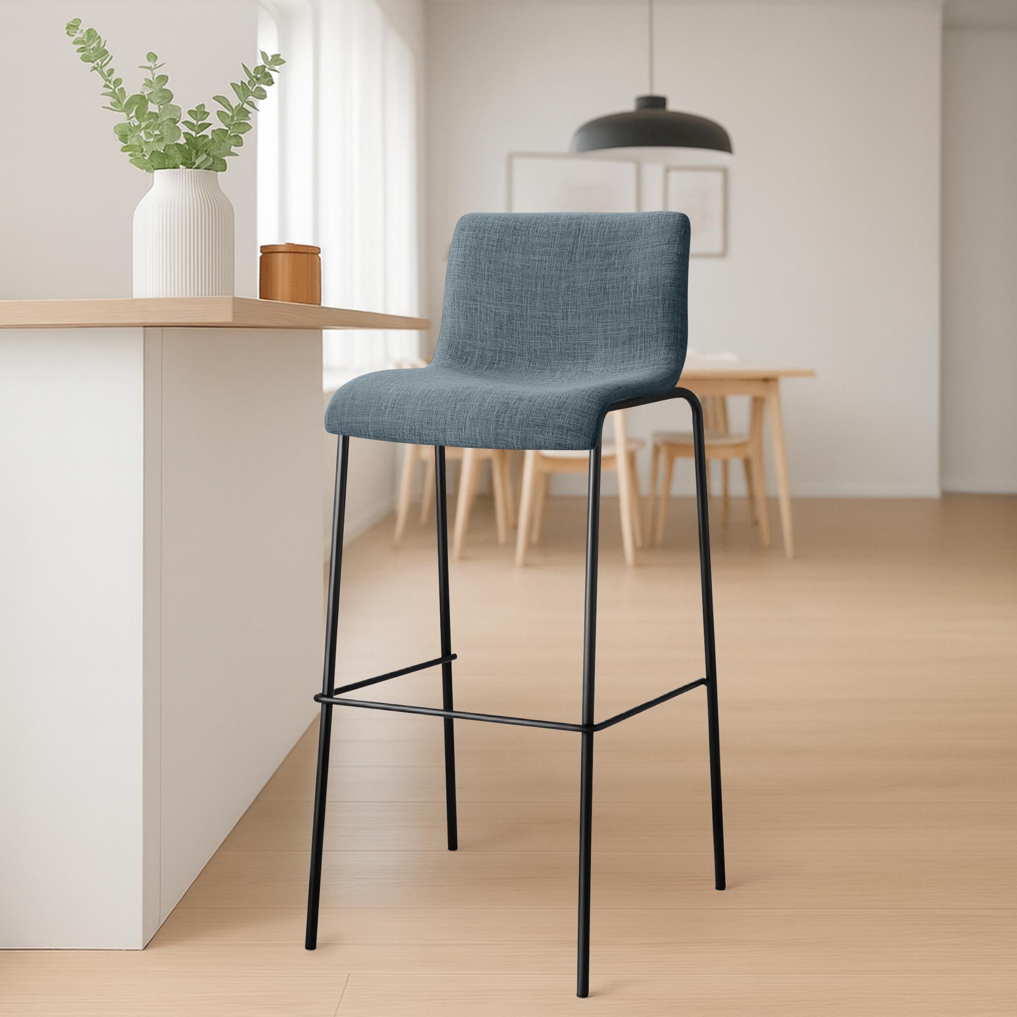 Lot de 2 tabourets de bar Hover en tissu, pieds metalliques