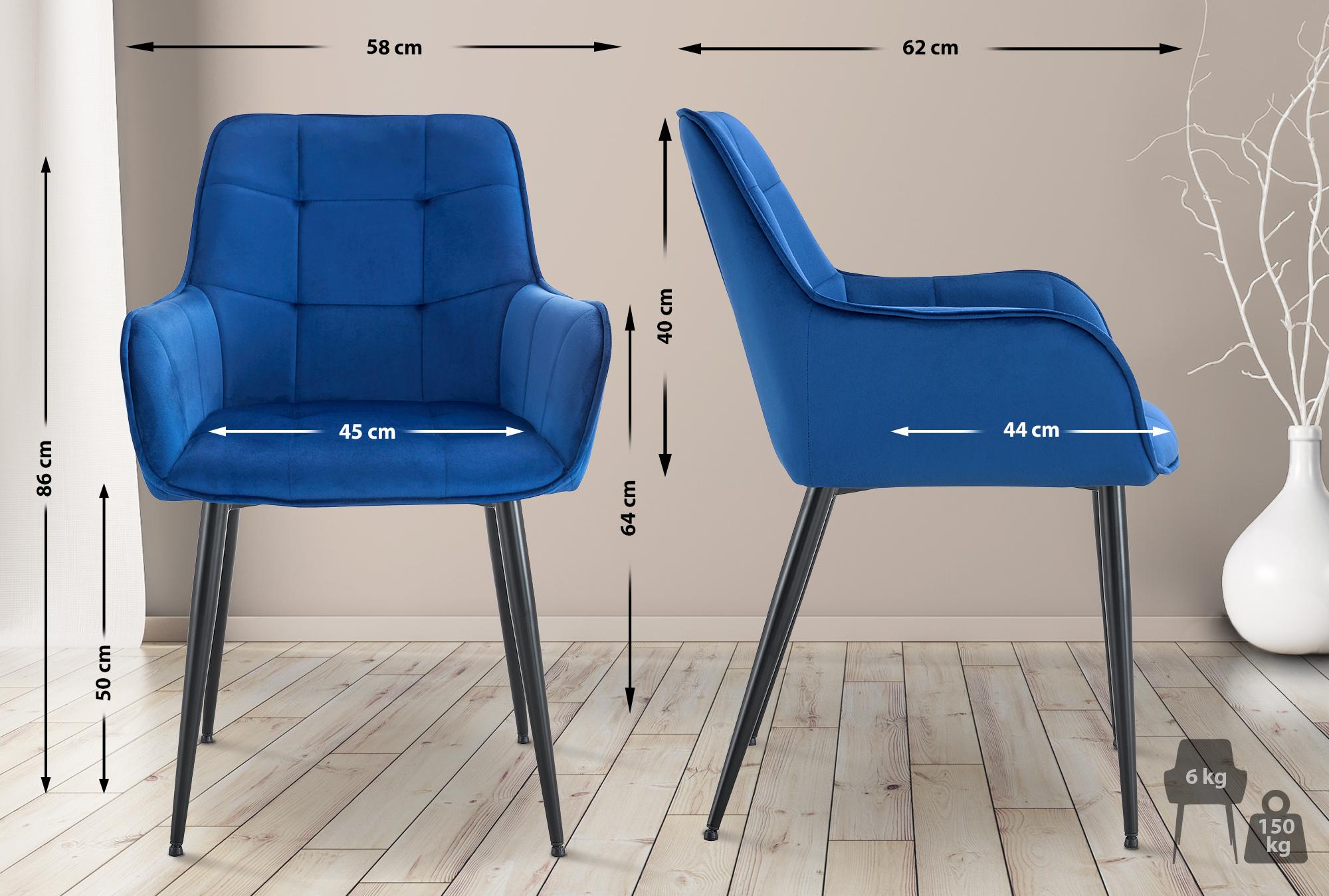 Chaise de salle à manger Ferndale revêtement en velours