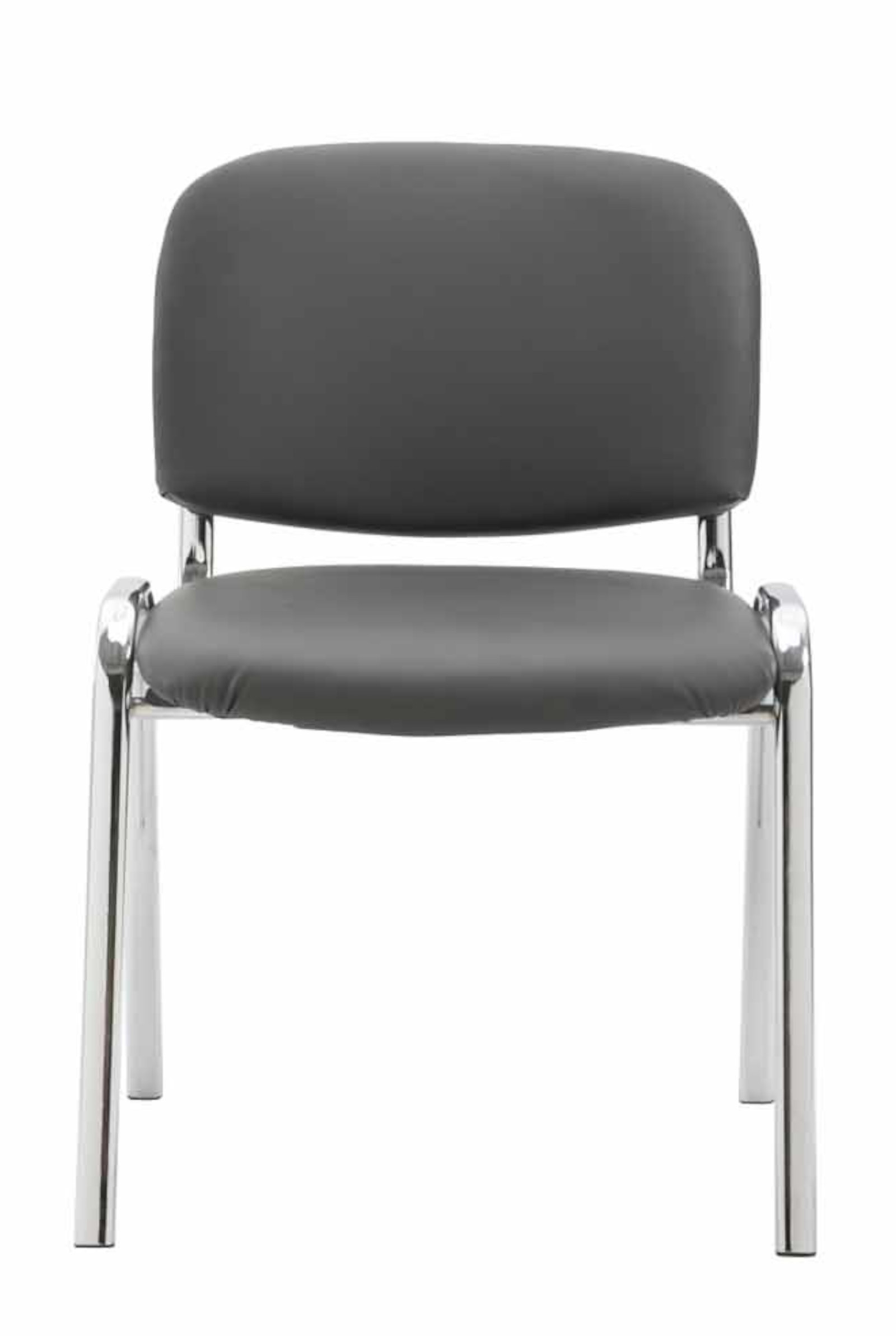 Lot de 4 Chaises de visiteur Ken en similicuir et pieds en métal chromé