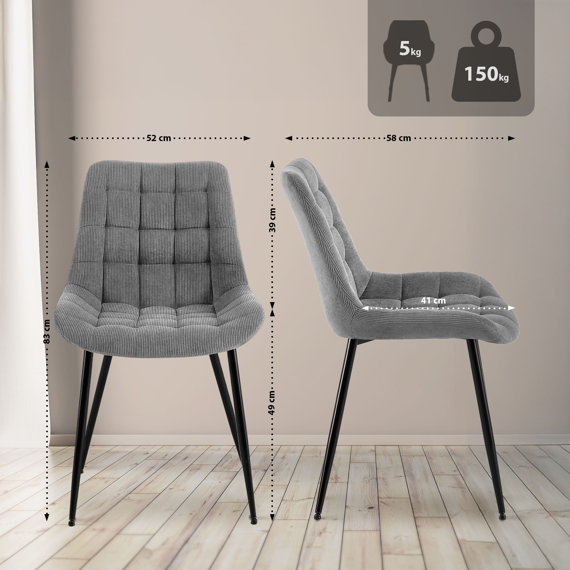 Chaise de salle à manger Sardna Cord