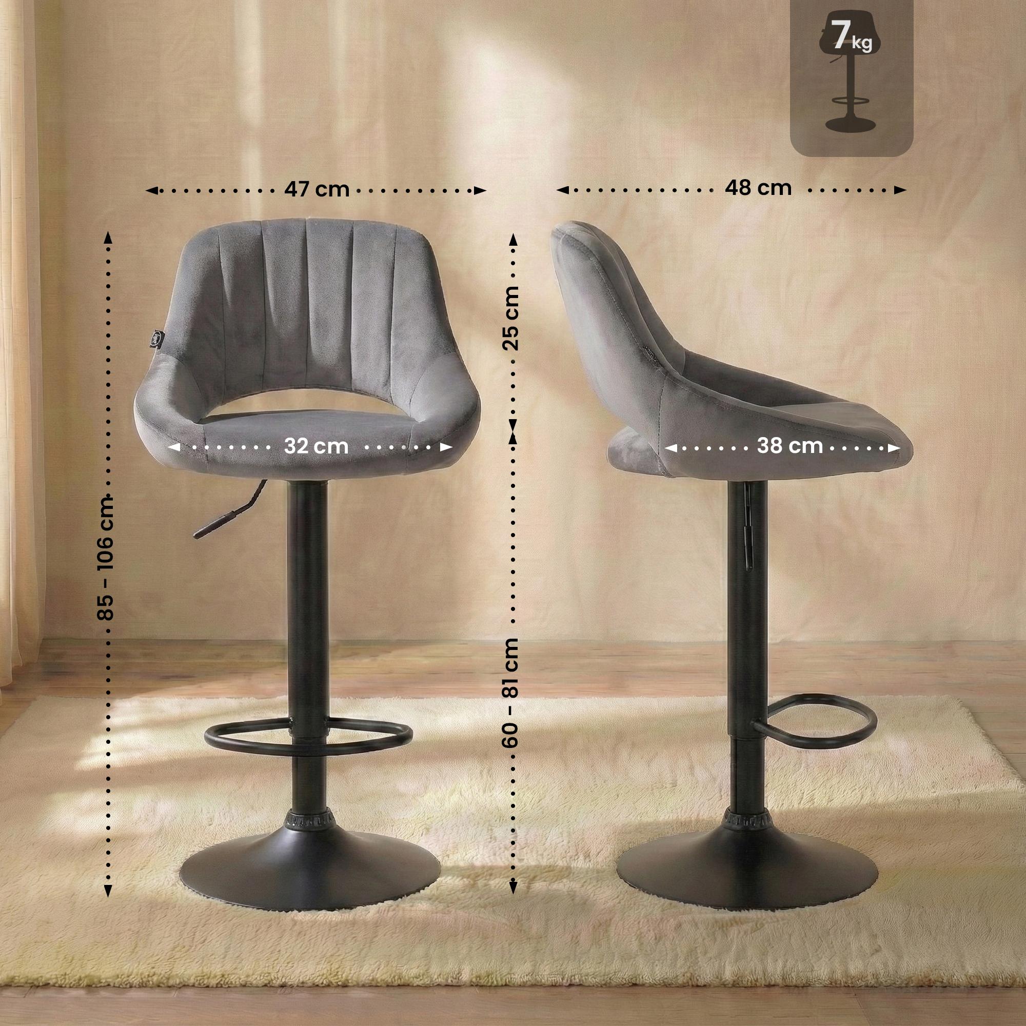 Lot de 2 tabourets de bar Milet en velours