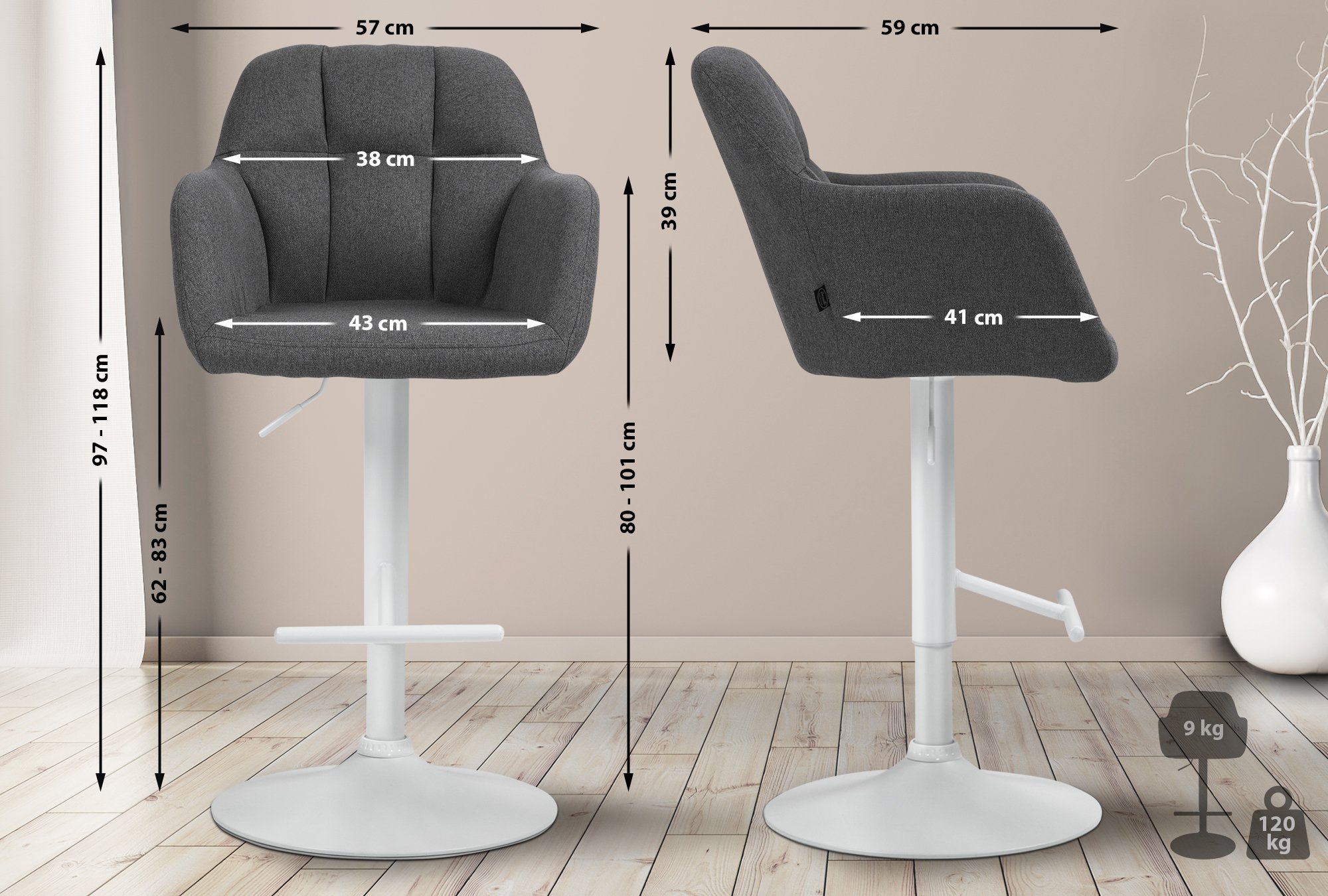 Tabouret de bar Natoma Tissu