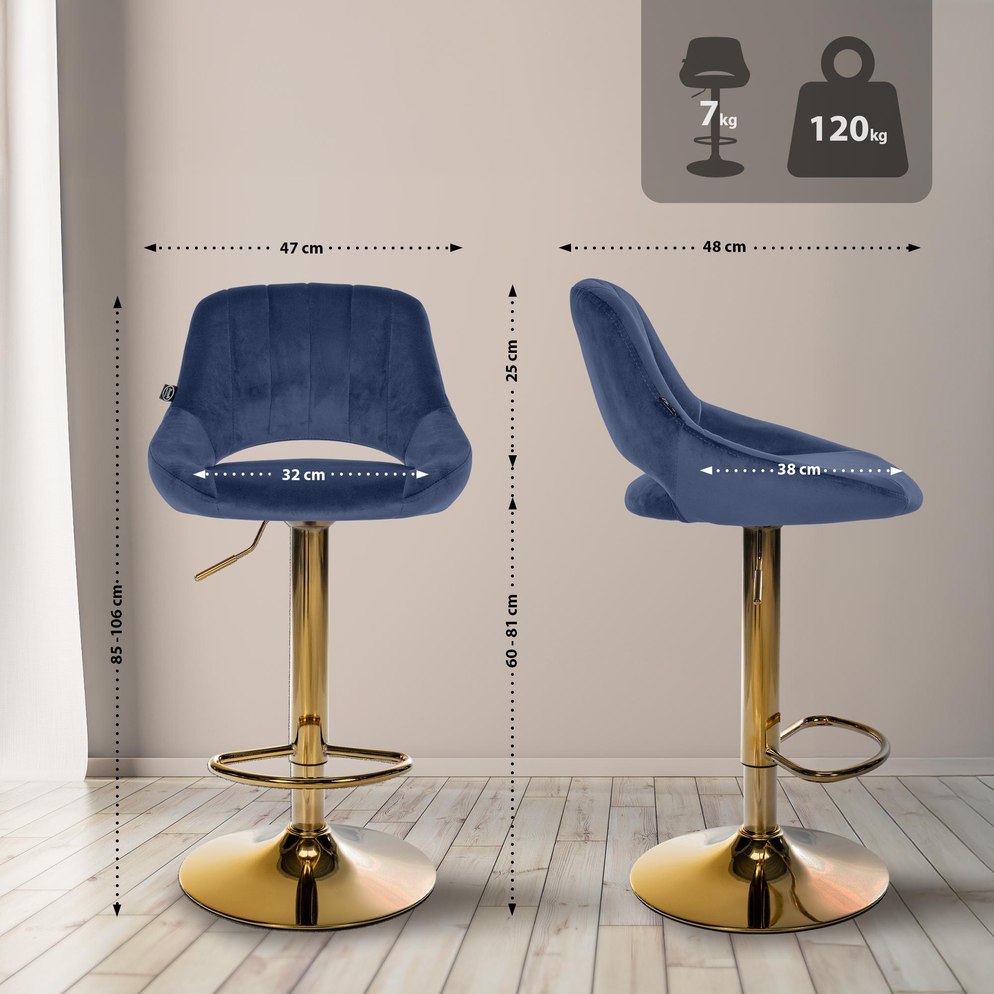 Lot de 2 tabourets de bar Milet en velours