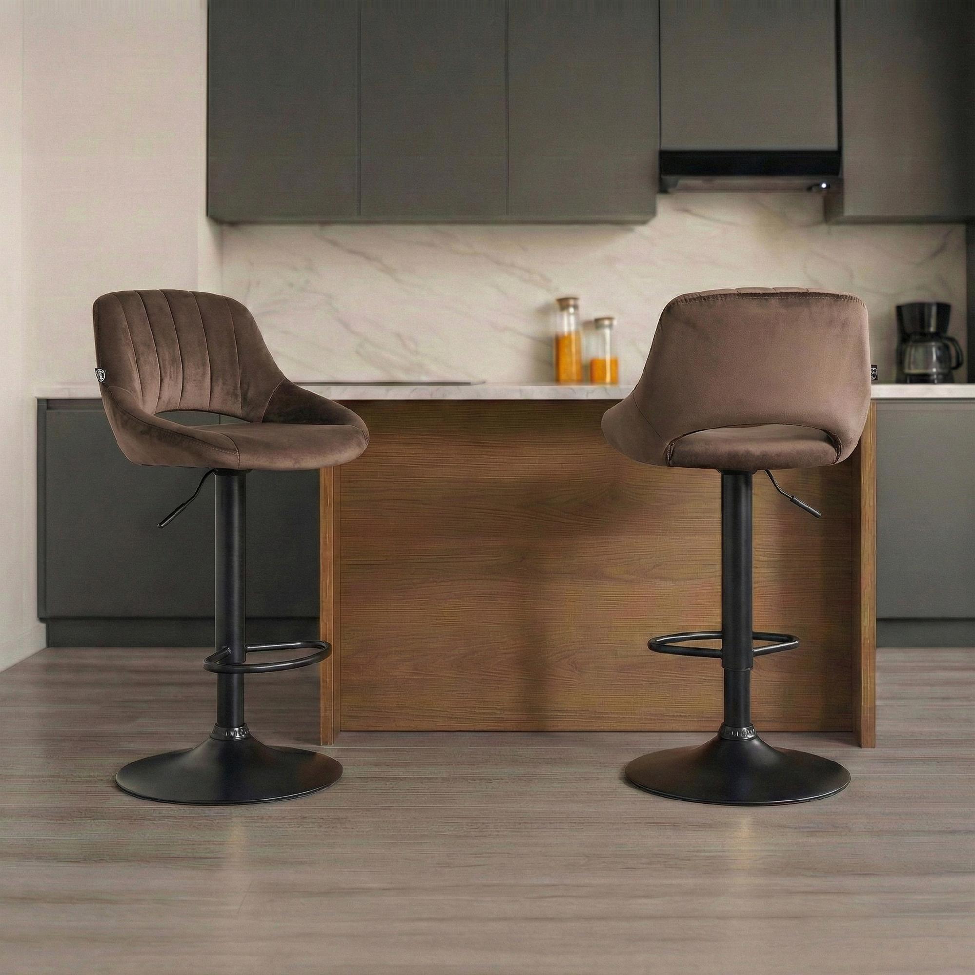 Lot de 2 tabourets de bar Milet en velours