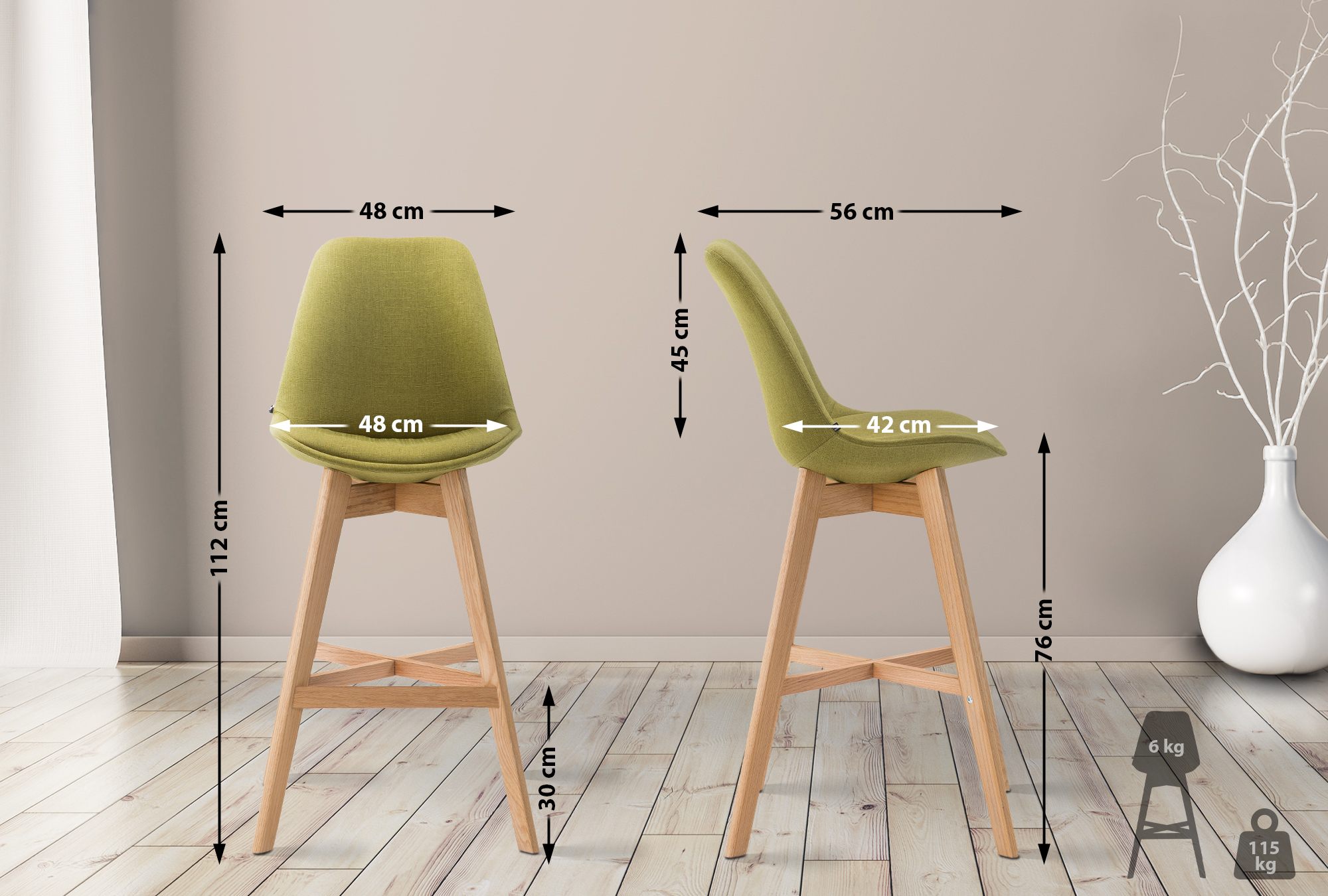 Lot de 2 tabourets de bar Cannes Tissu