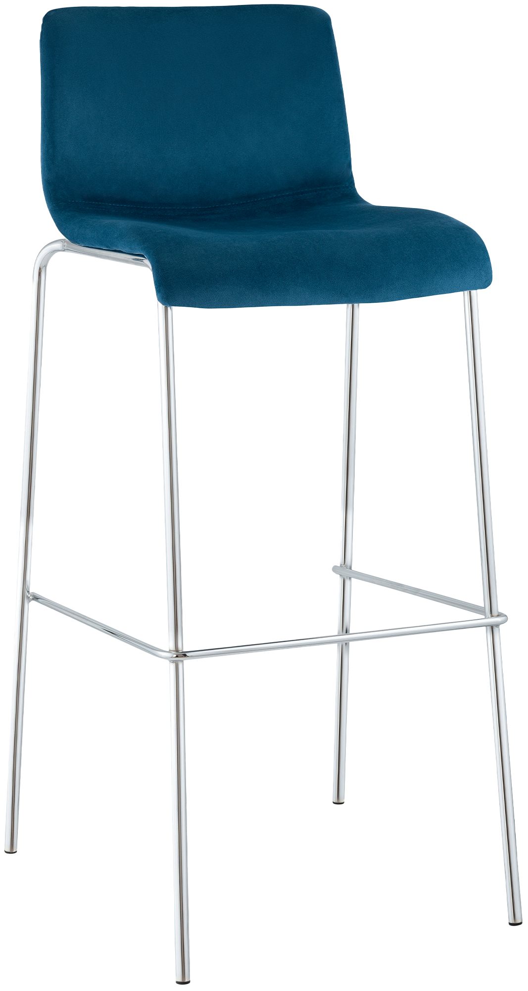 Tabouret de bar Hover velours structure à quatre pieds chromée