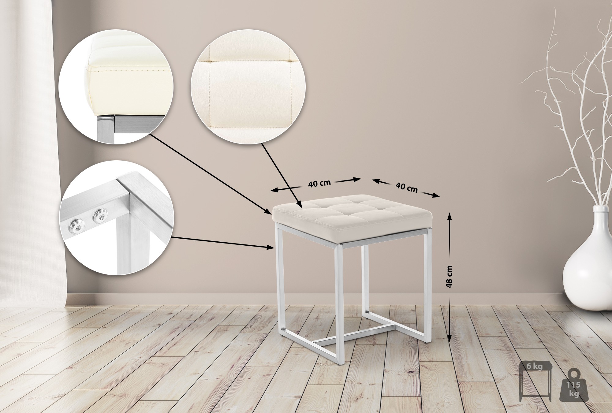 Tabouret cuisine Barci similicuir