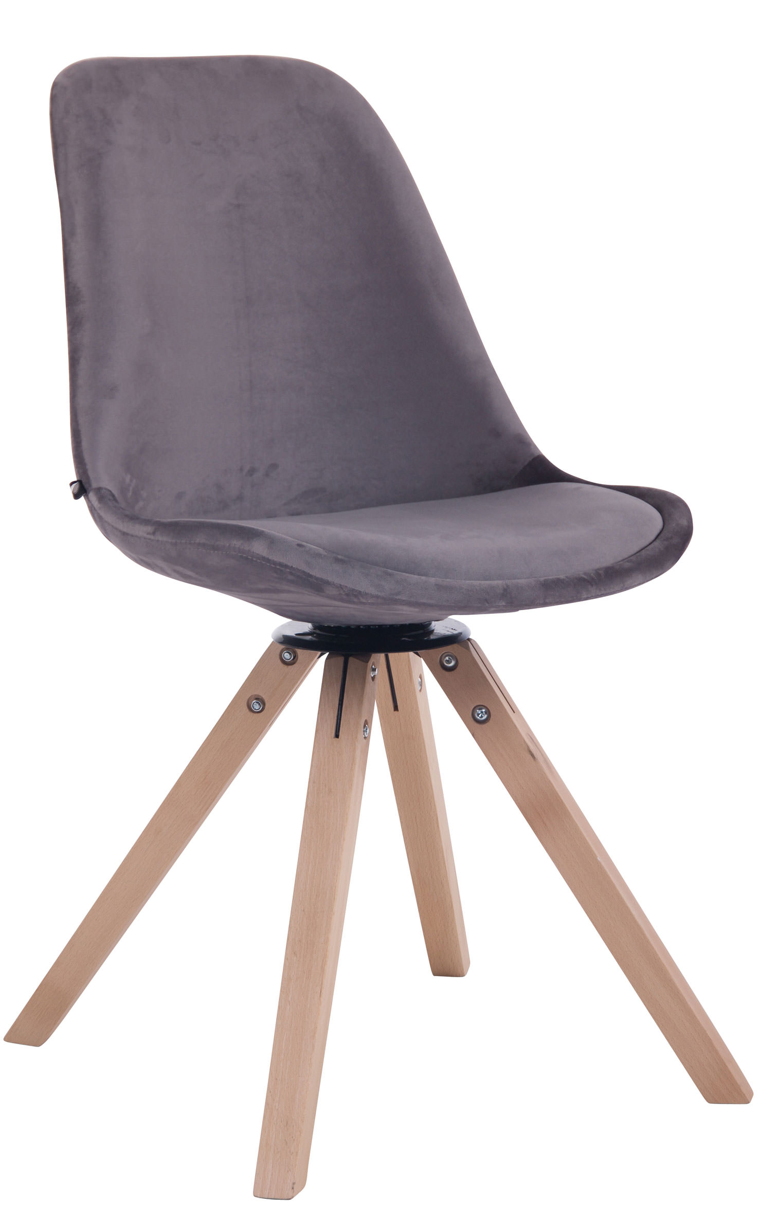 Chaise visiteur Troyes en velours avec piétement Carré en bois de hêtre ou de chêne