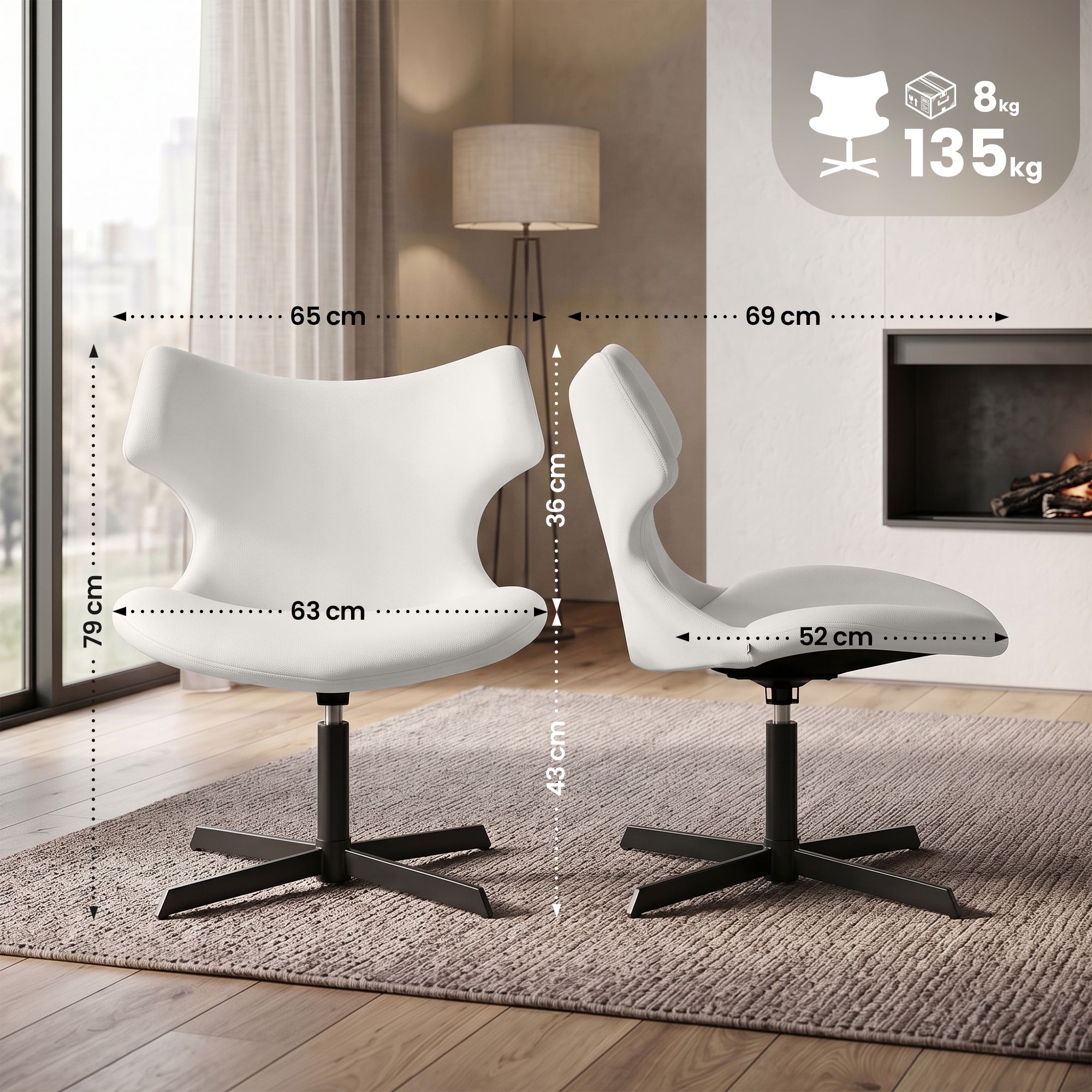 Lot de 2 fauteuils lounge Welland aspect cuir