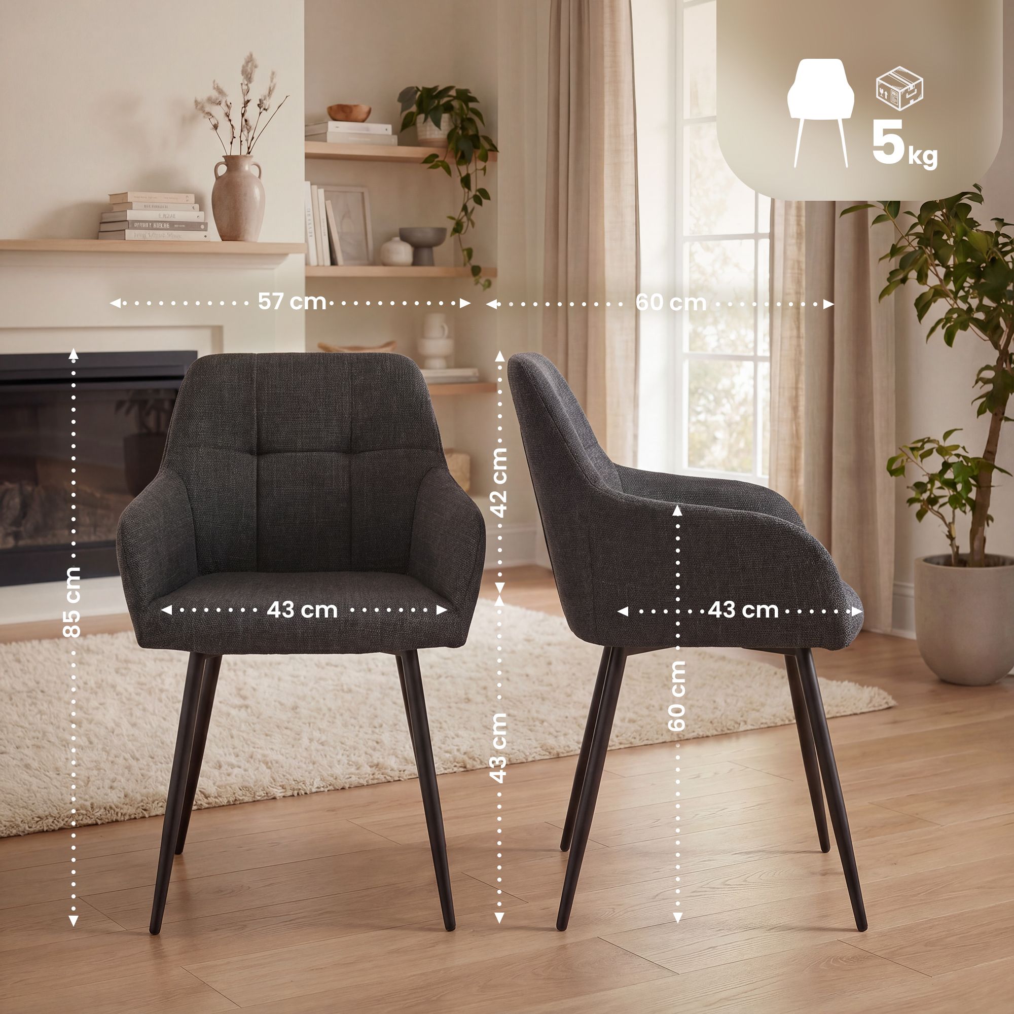 Chaise de salle à manger Fergus en tissu