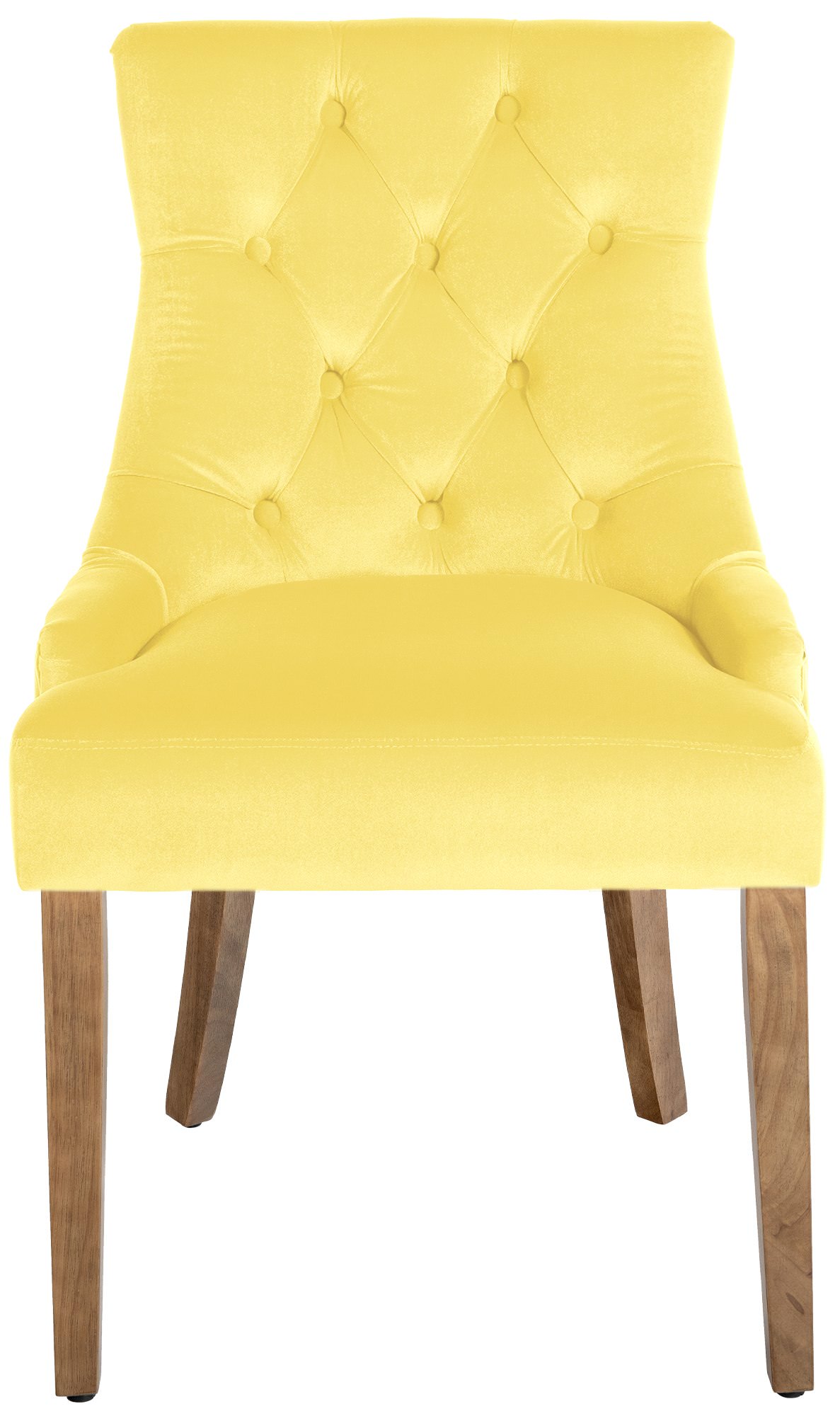 Lot de 4 Chaises de salle à manger Aberdeen en Velours Piètement en bois d'hévéa