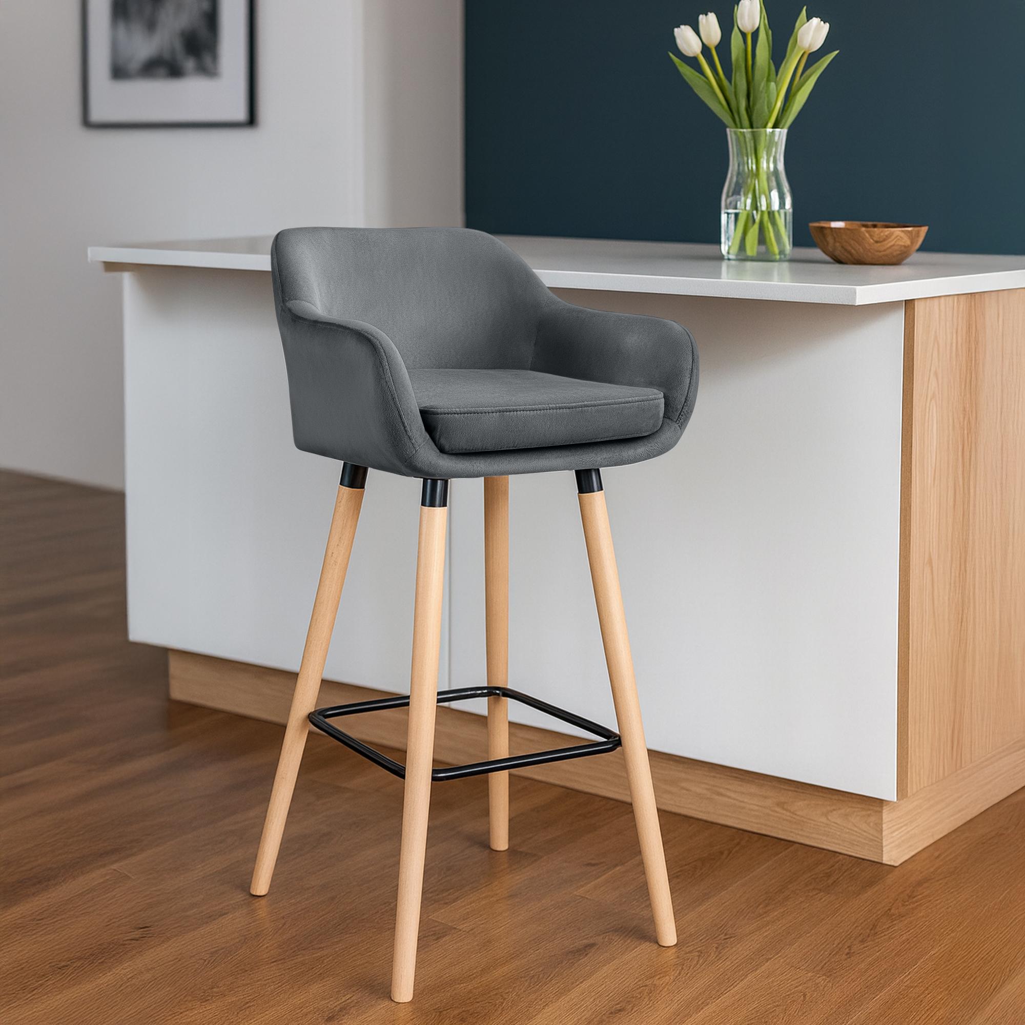 Lot de 2 tabourets de bar Grant en velours