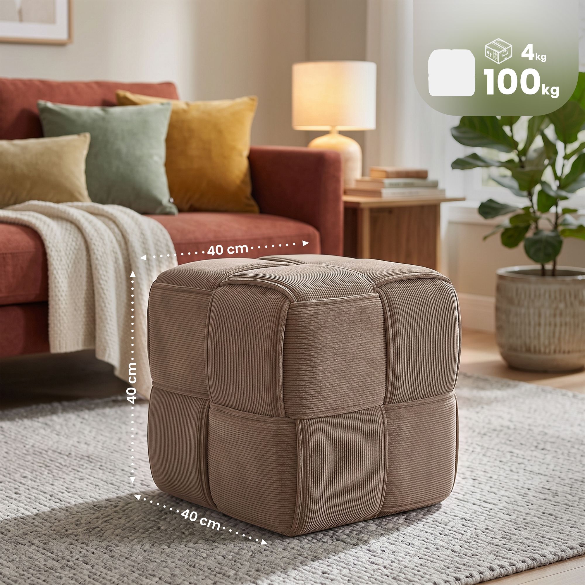 Tabouret en velours côtelé Forinta confortable et design