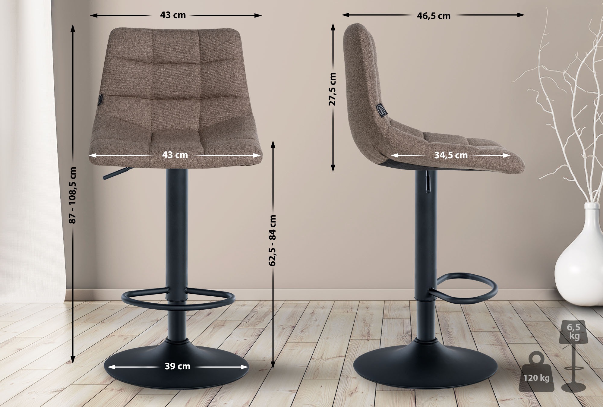 Tabouret de bar Jerry Tissu