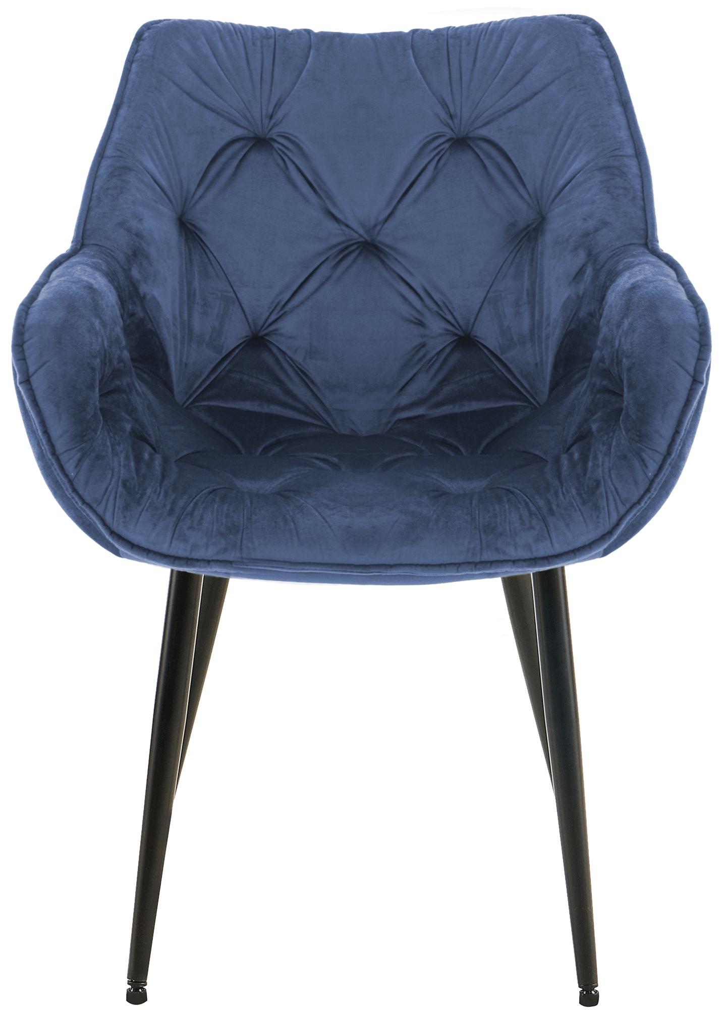 Chaise de salle à manger Tanna en Velours avec Piètement en Métal noir