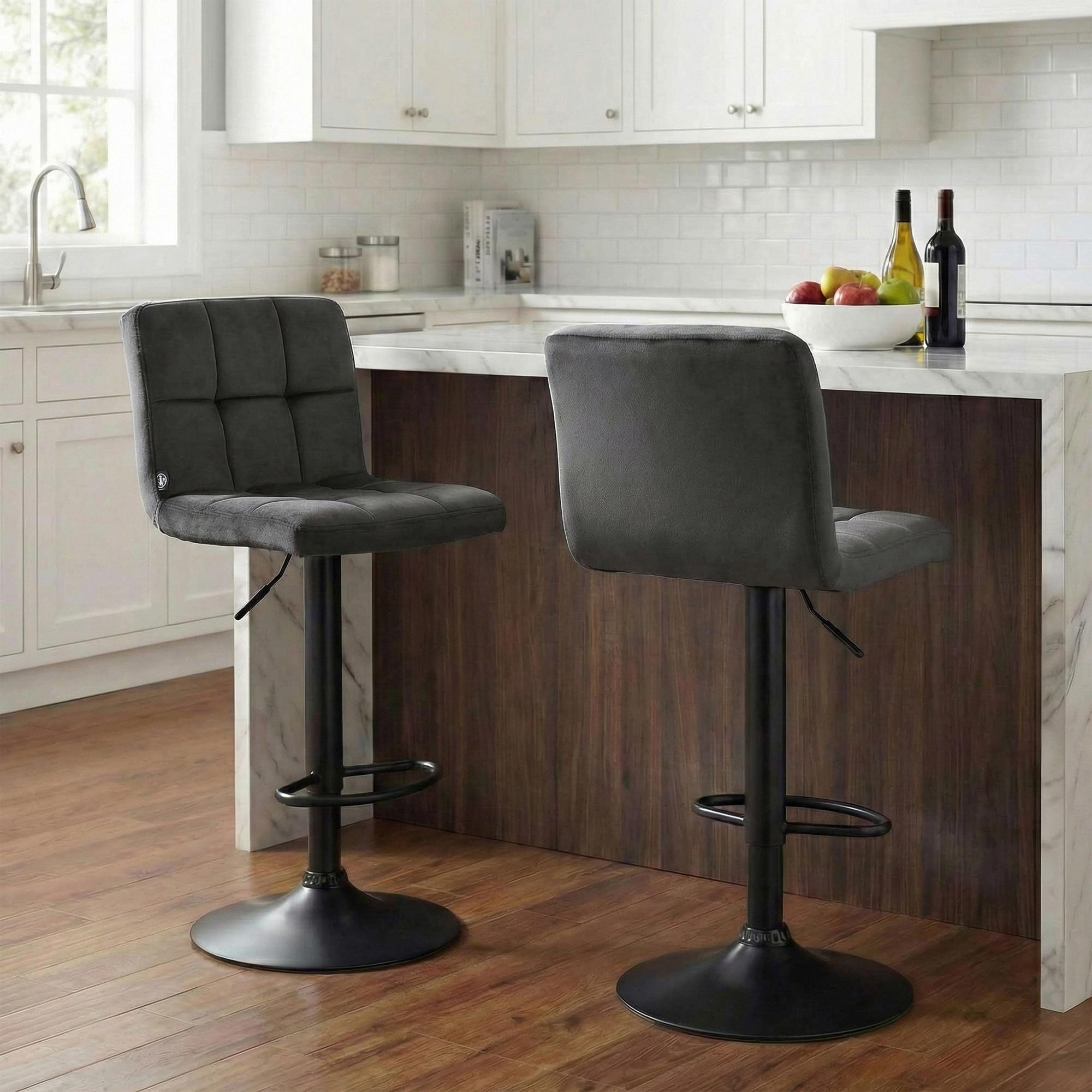 Lot de 2 tabourets de bar Peru velours