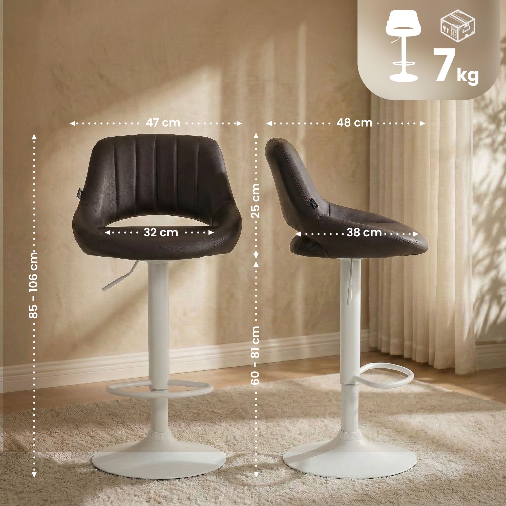 Lot de 2 tabourets de bar Milet en similicuir
