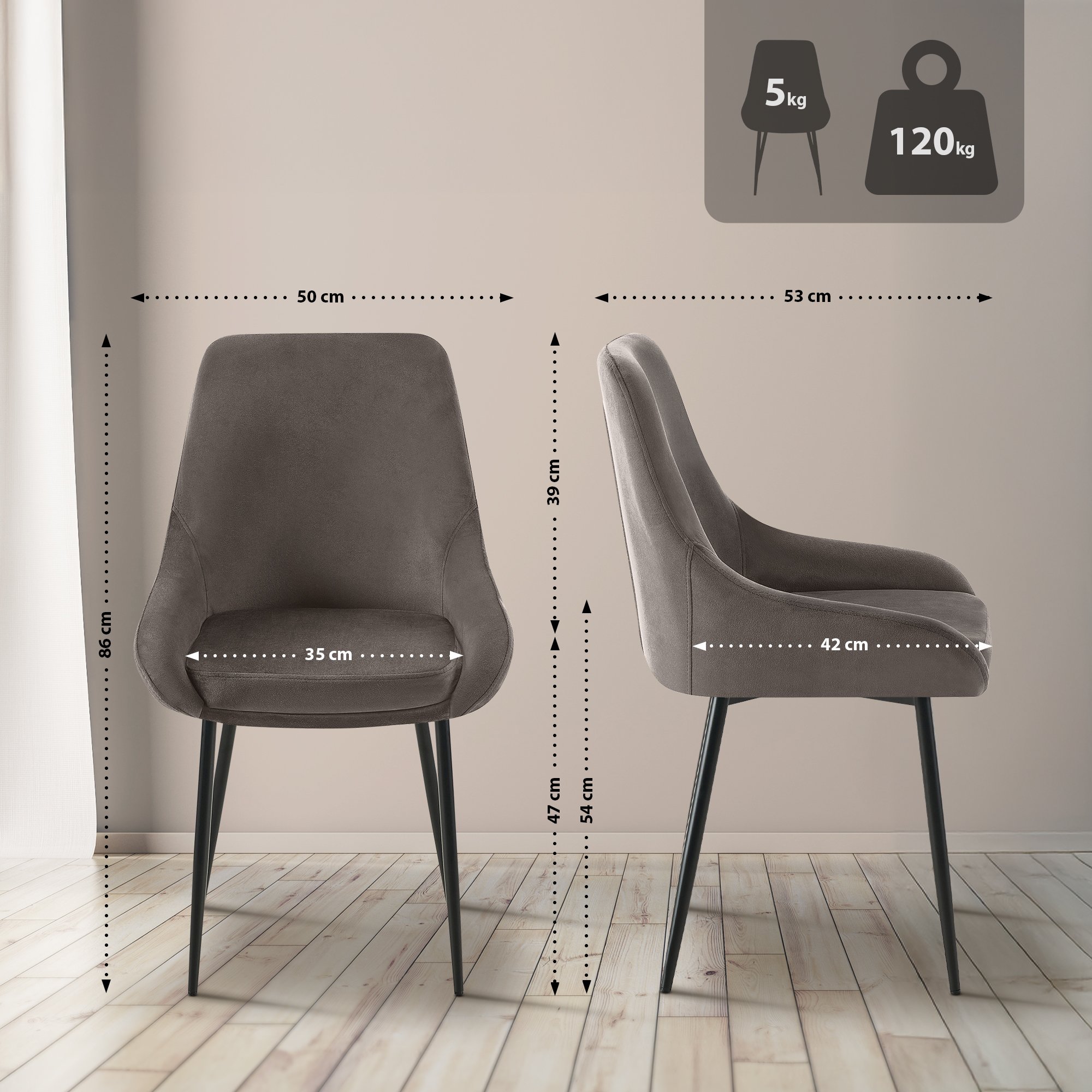 Lot de 2 chaises de salle à manger Elmira