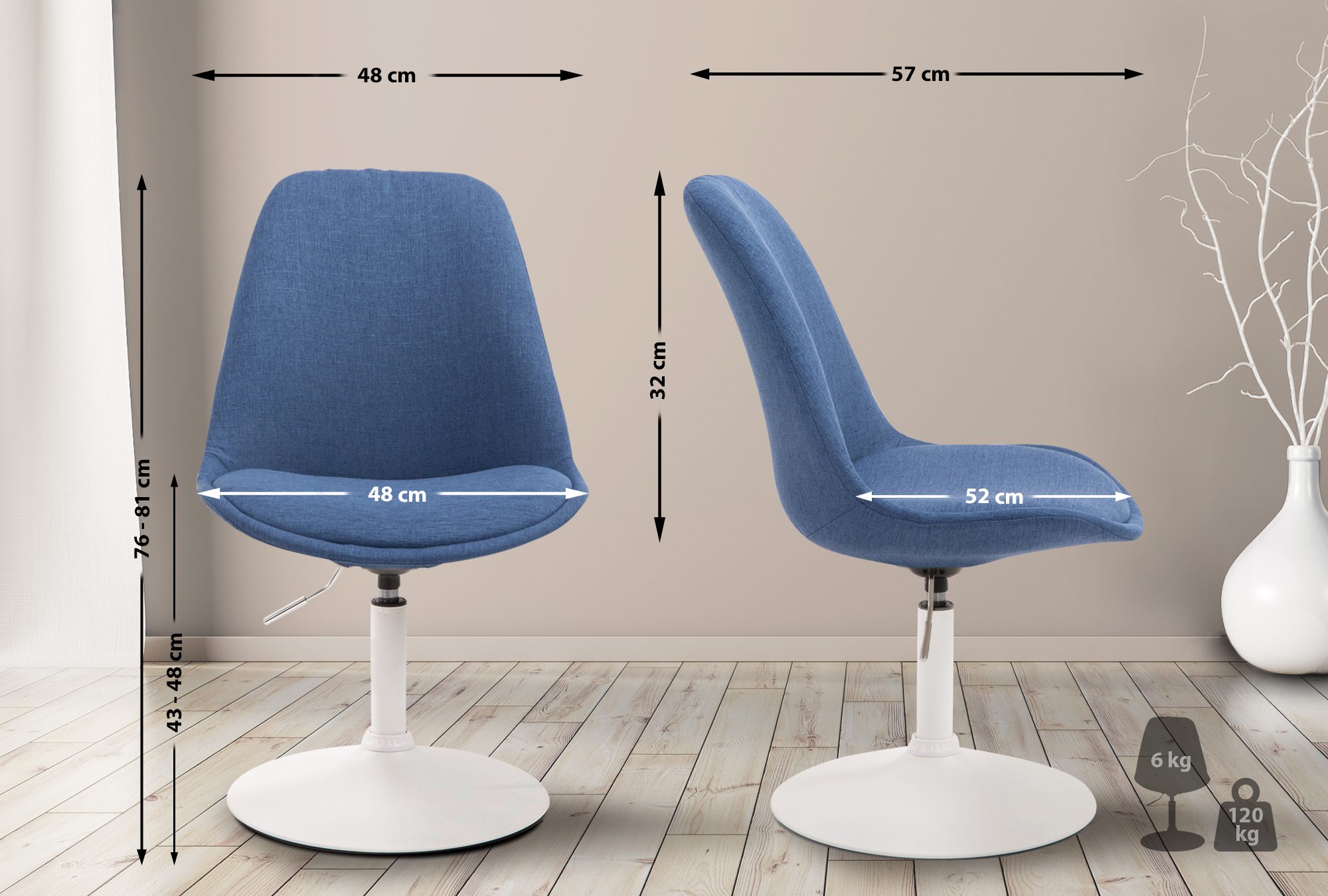 Chaise de salle à manger Maverick tissu avec pied trompette