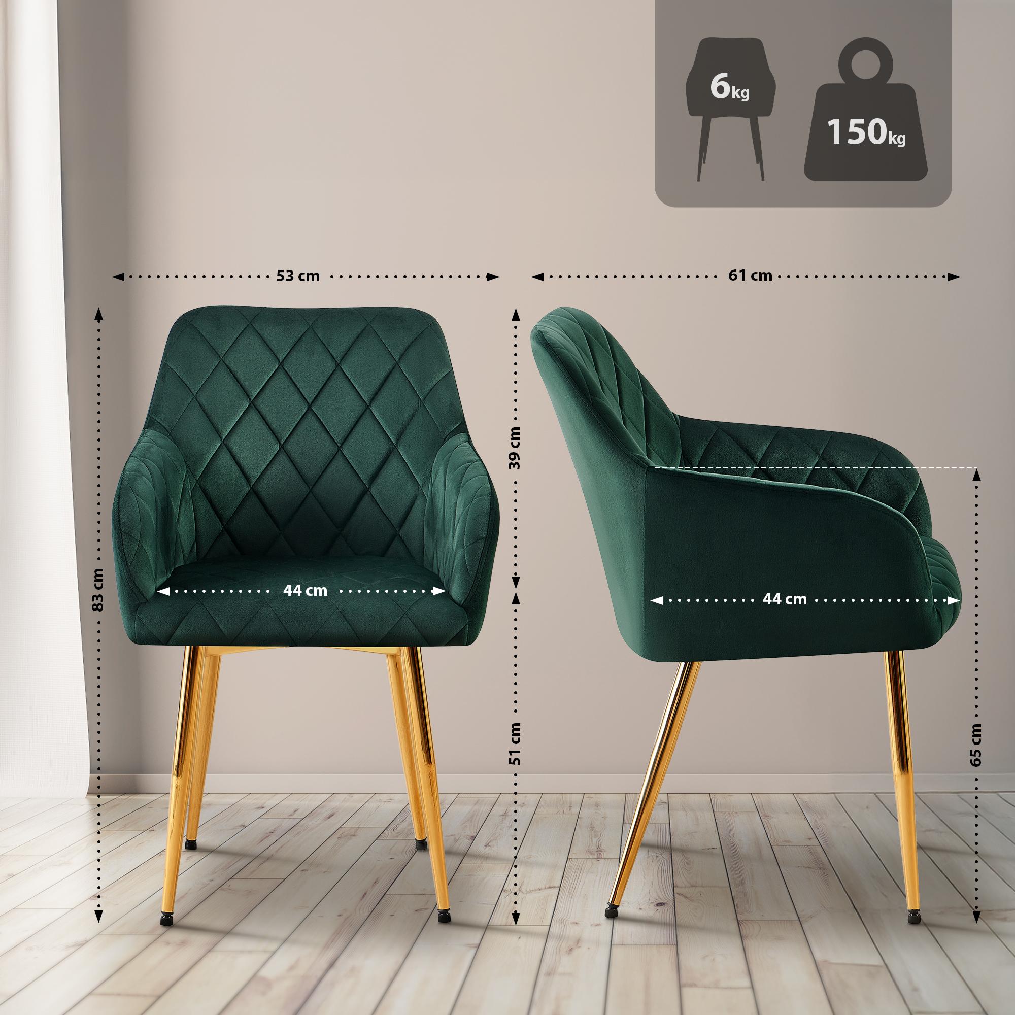 Lot de 2 chaises de salle à manger Monett velours