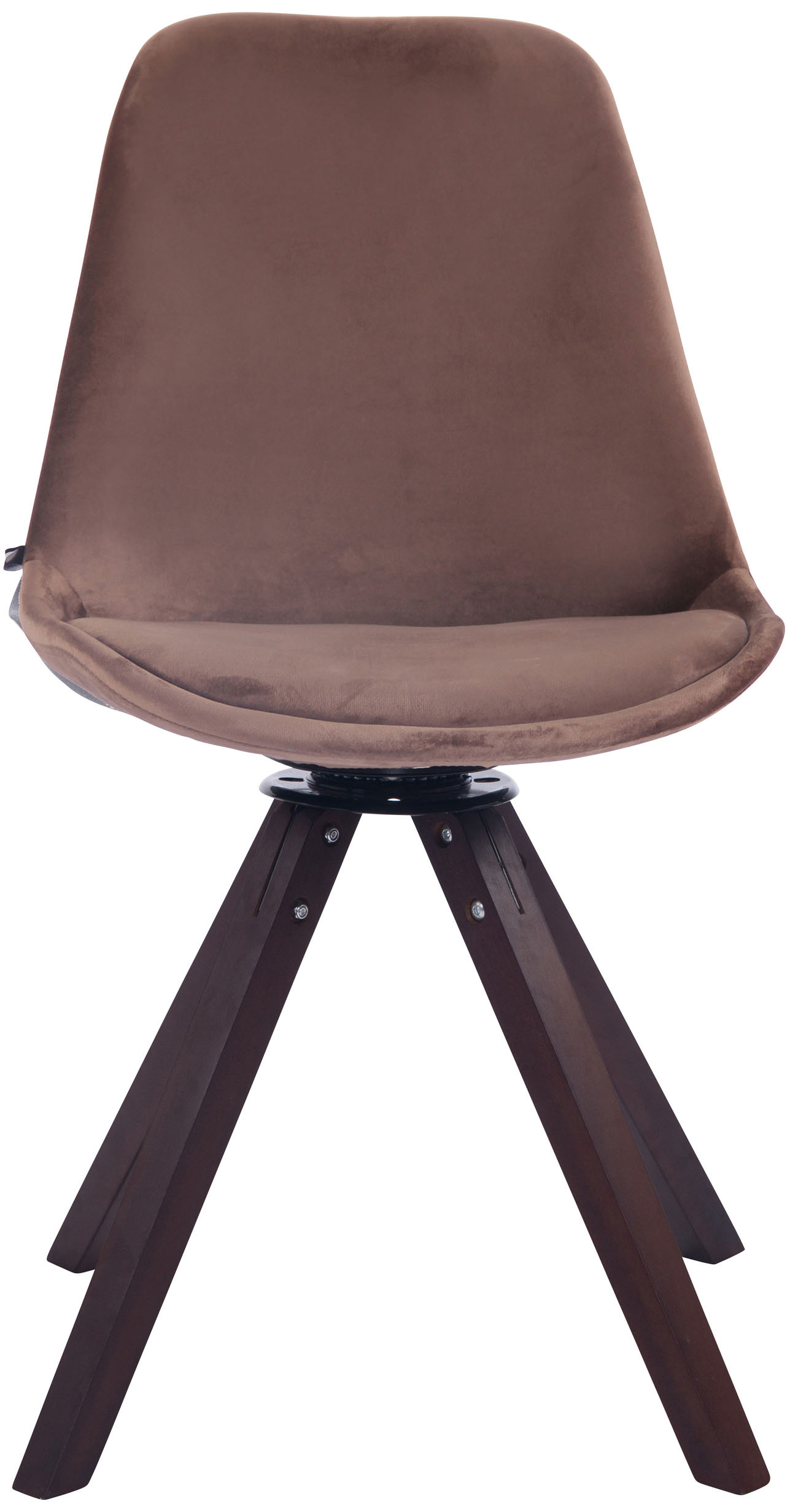 Chaise visiteur Troyes en velours avec piétement Carré en bois de hêtre ou de chêne