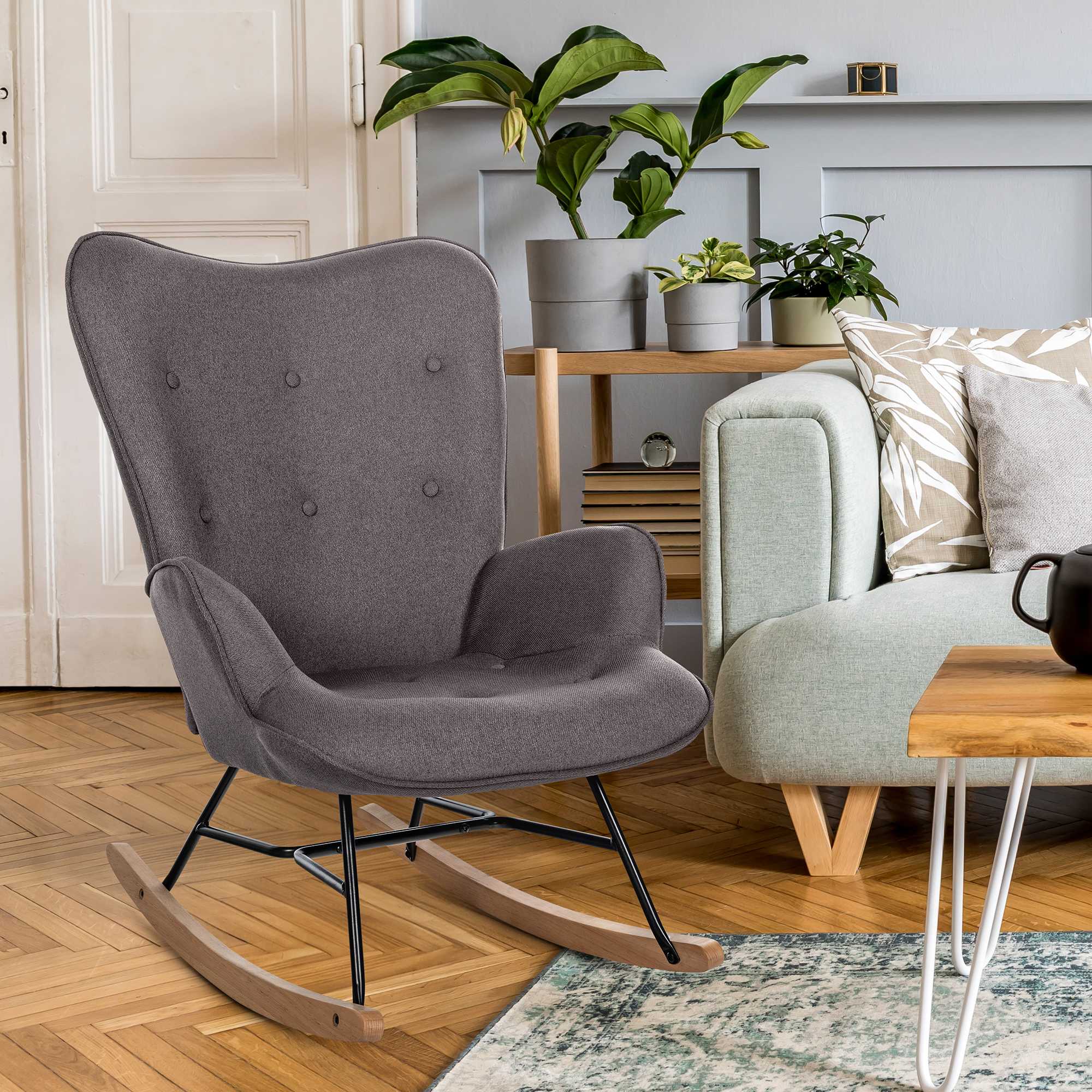 Fauteuil à bascule Sanka en tissu