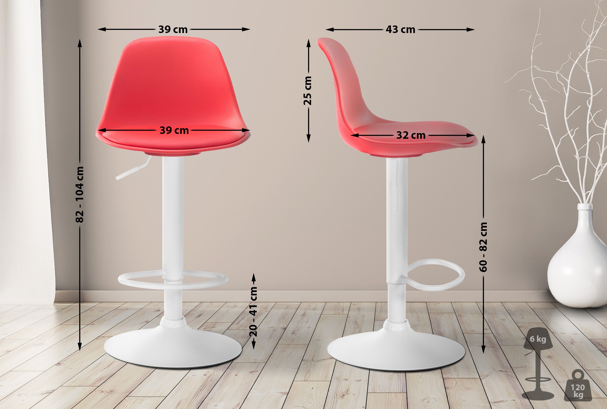 Tabouret de bar Kiel Similicuir et coque en plastique