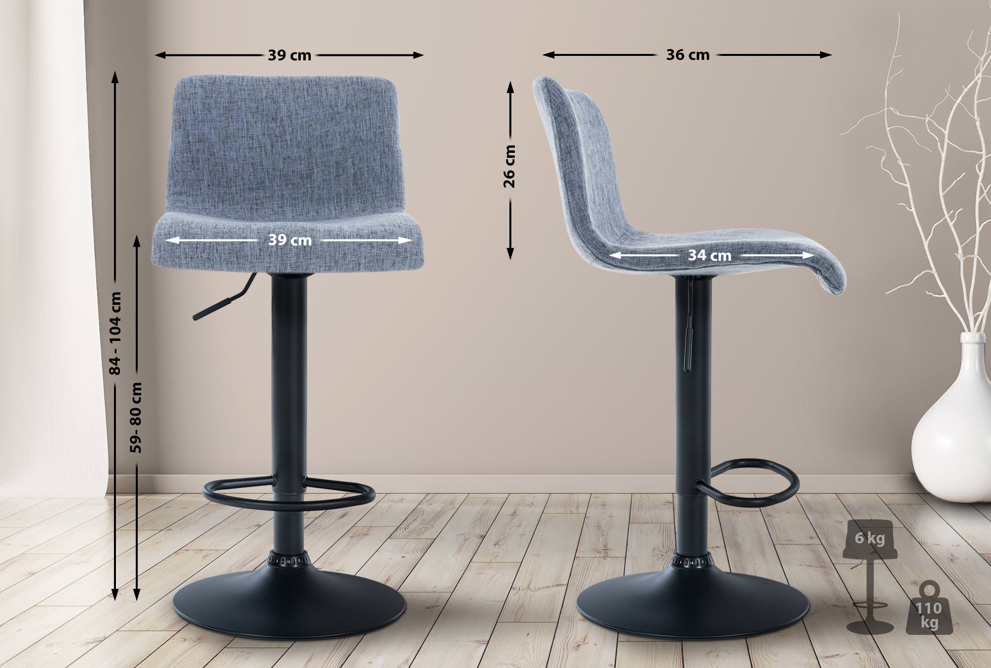 Tabouret de bar Hover Assise en Tissu Piètement Métal chromé
