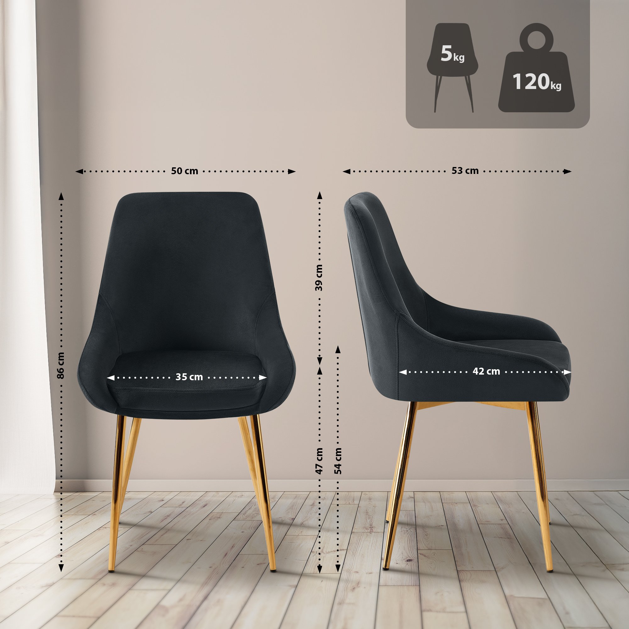 Lot de 2 chaises de salle à manger Elmira
