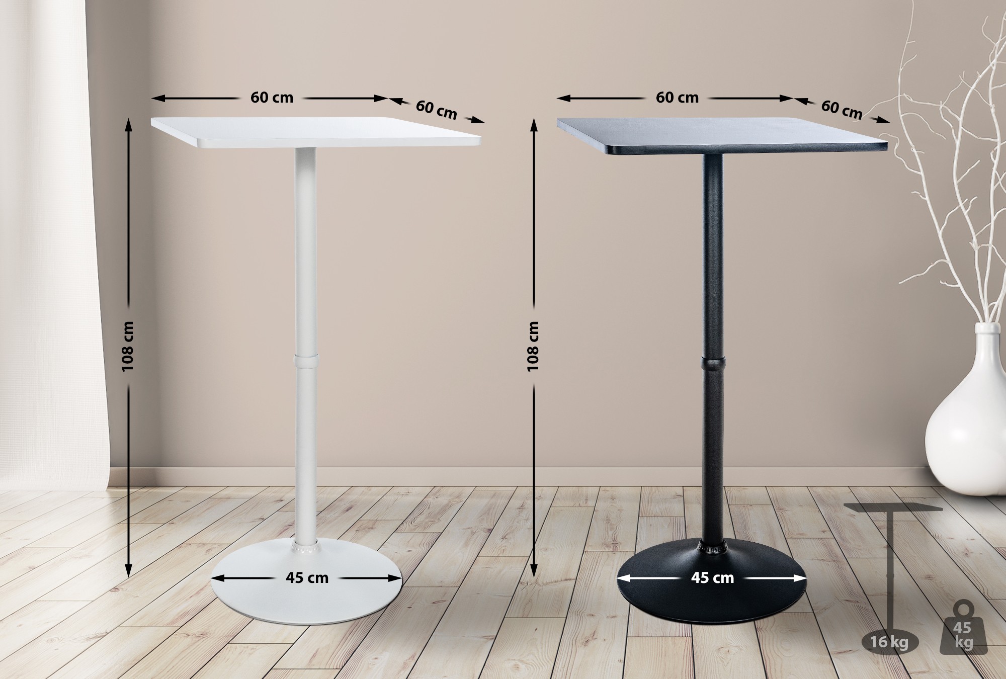 Mange debout / Table haute carrée 60x60 cm