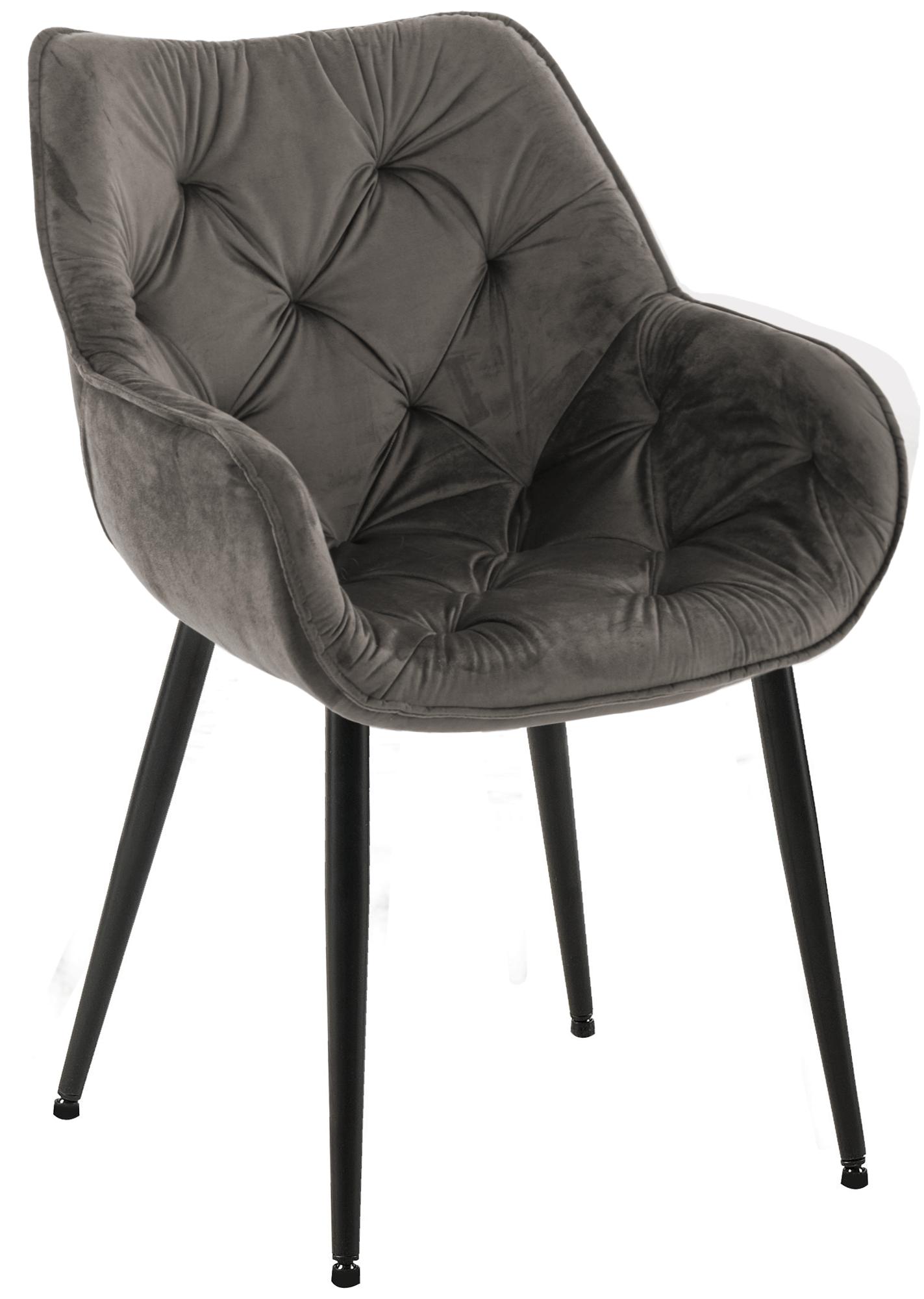 Chaise de salle à manger Tanna en Velours avec Piètement en Métal noir