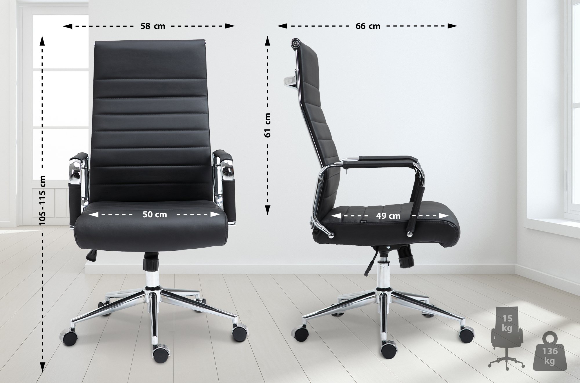 Chaise de bureau Kolumbus cuir véritable