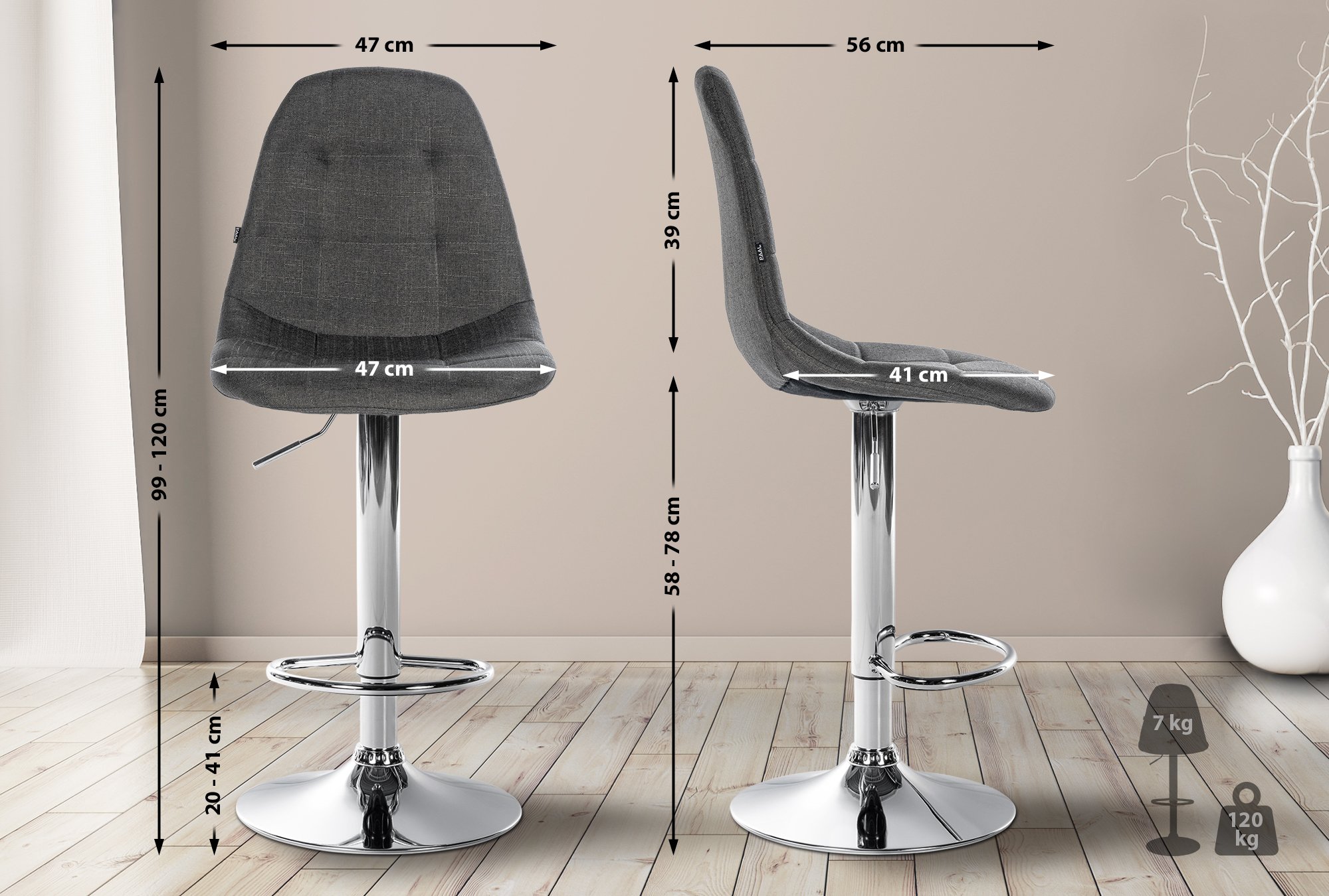 Tabouret de bar Elmore Tissu