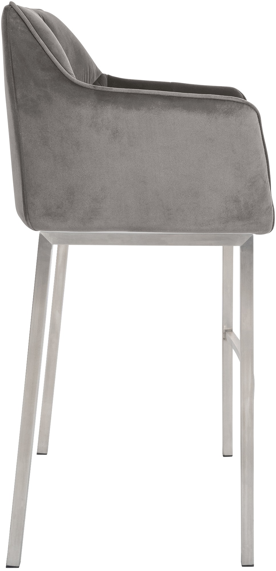 Lot de 2 tabourets de bar Damaso en velours avec piètement à quatre pieds