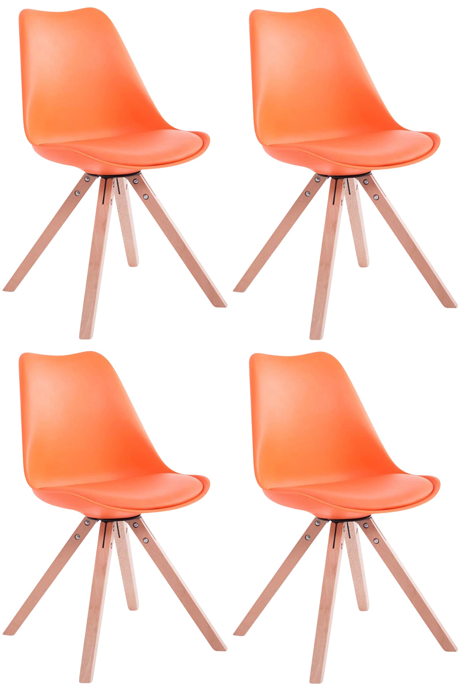 Lot de 4 Chaises de salle à manger Toulouse similicuir Pieds carrés bois