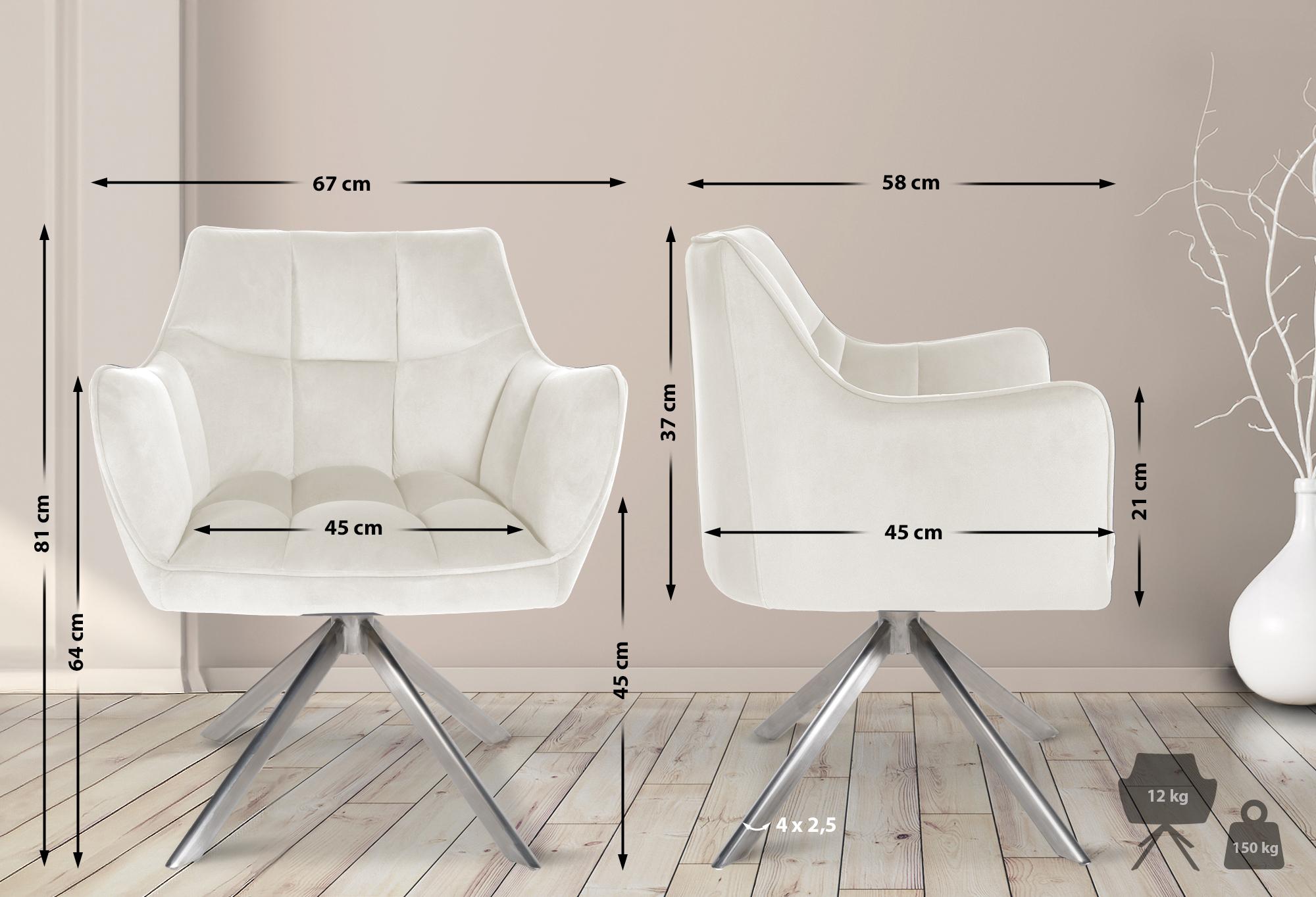 Chaise de salle à manger Swing revêtement velours