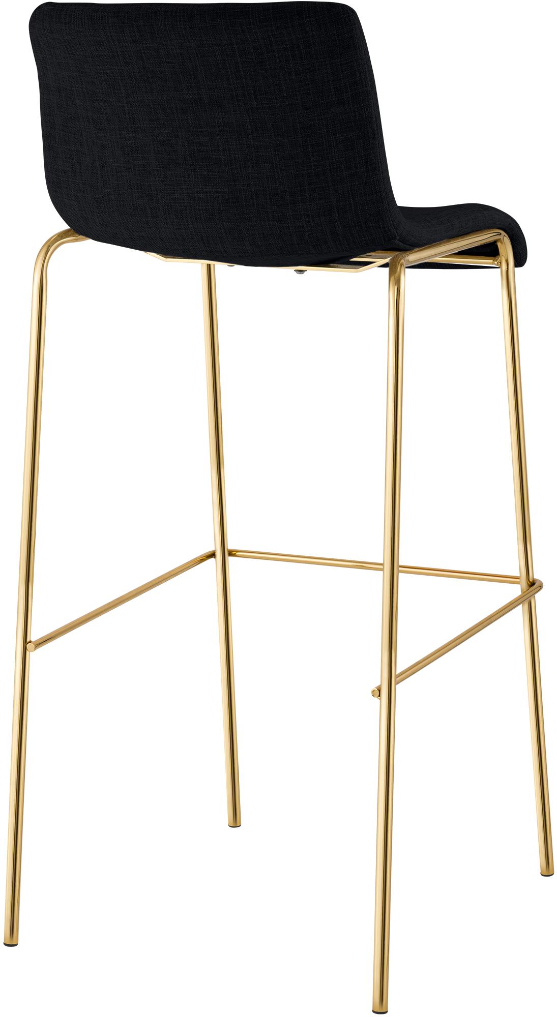 Lot de 2 Tabourets de bar Hover en tissu, piètement quatre pieds doré