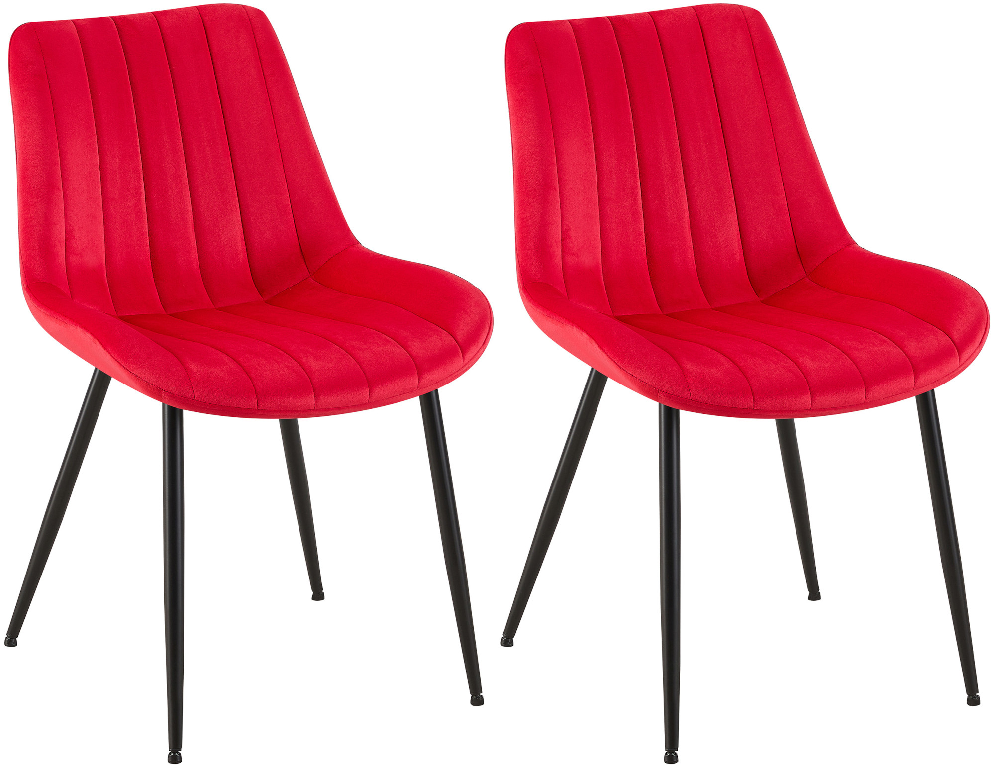 Lot de 2 Chaises de salle à manger Rahden en Velours avec Piètement en métal noir