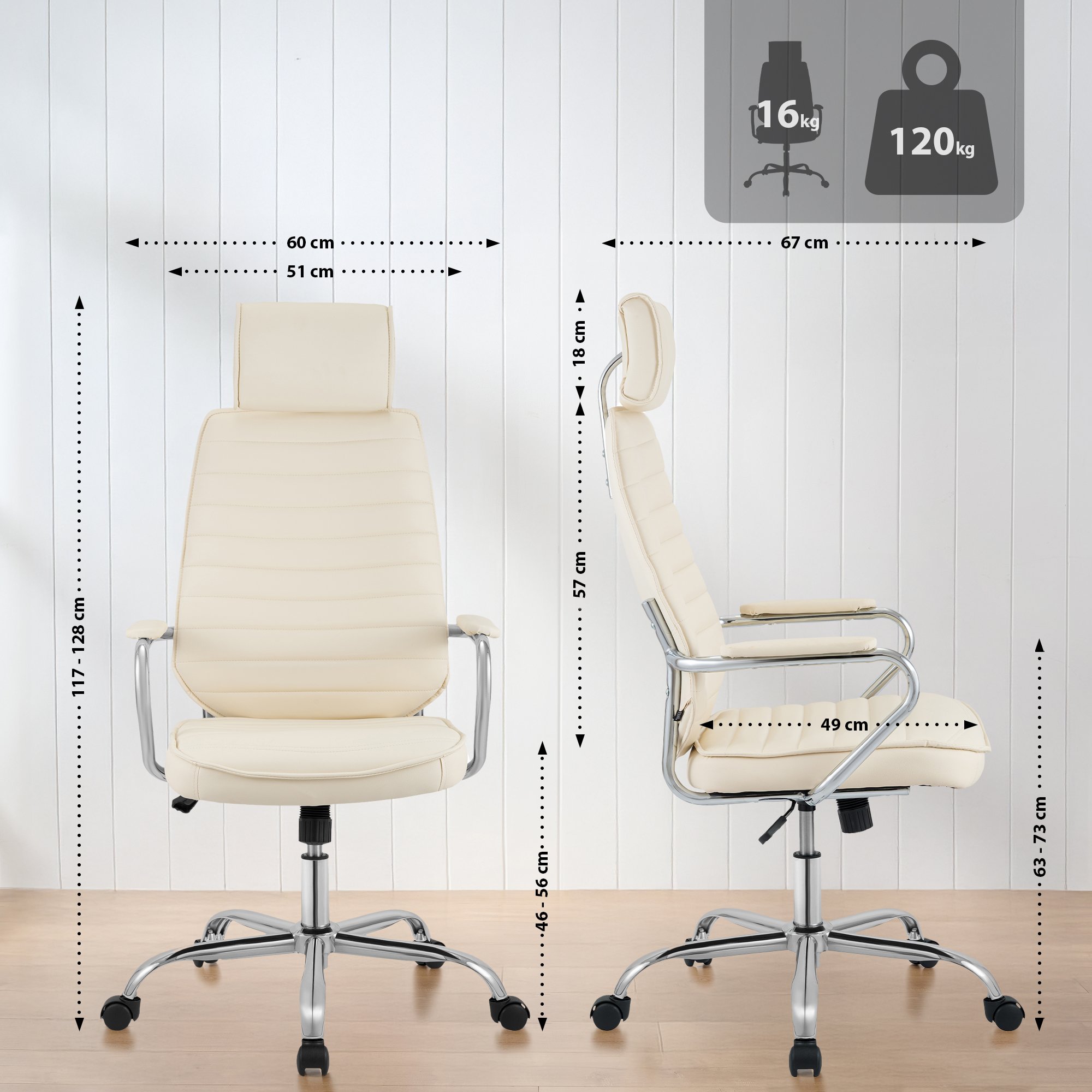 Chaise de Bureau Rako en Cuir Synthétique