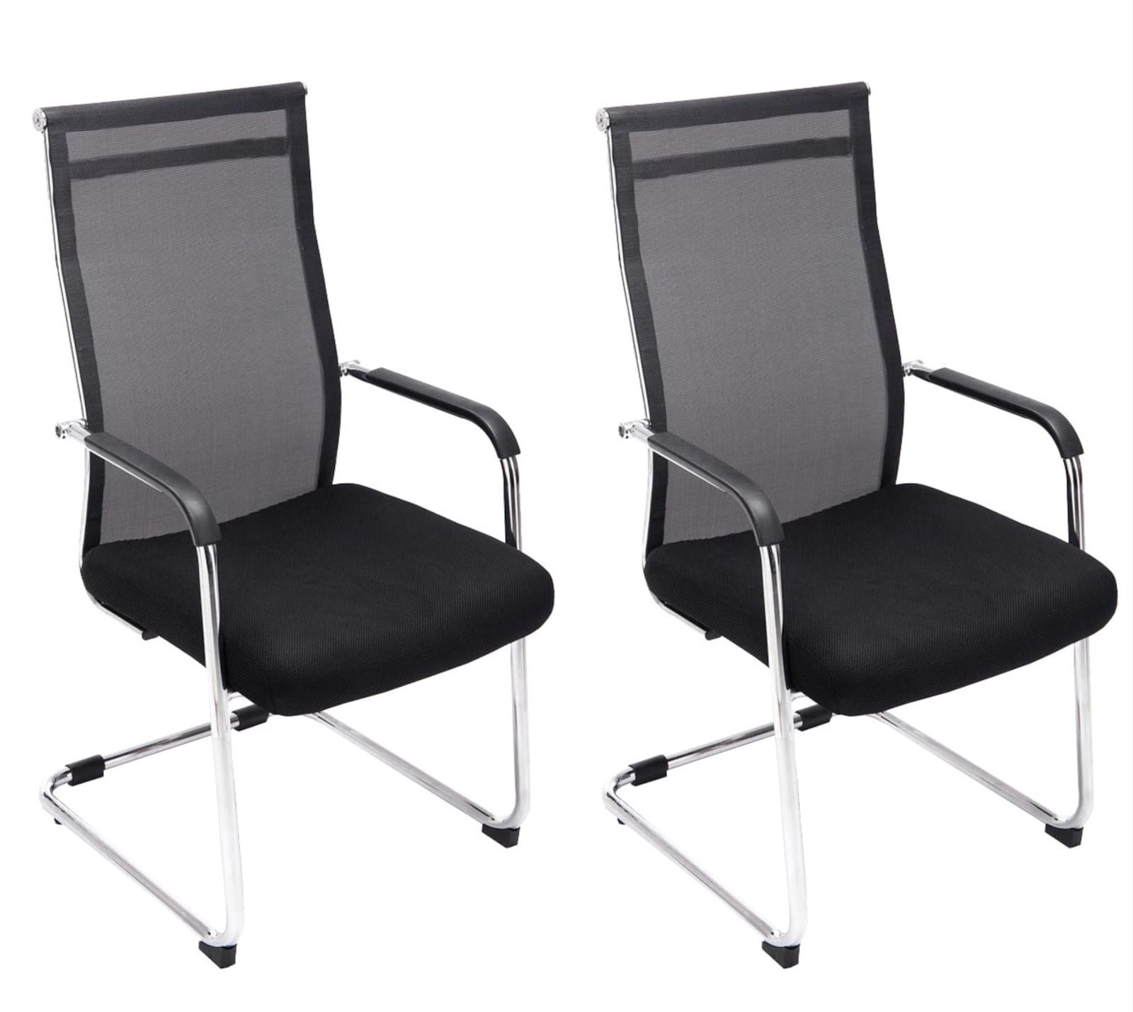 Lot de 2 Chaises cantilever Brenda avec revétement en maille et Pied luge en métal